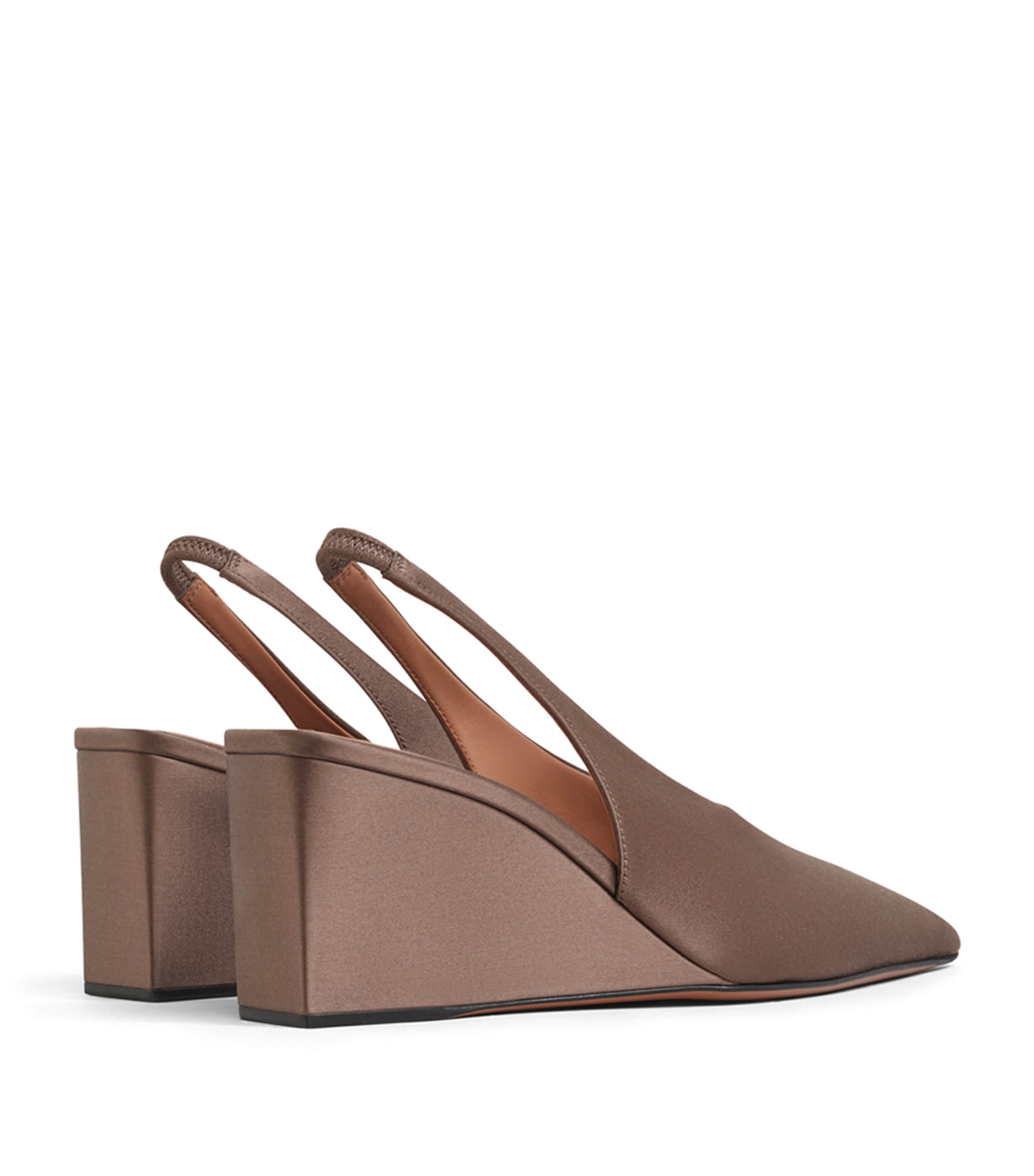 Alaïa Womens Satin Cube Slingback Wedges 75 Chataigne Image 3