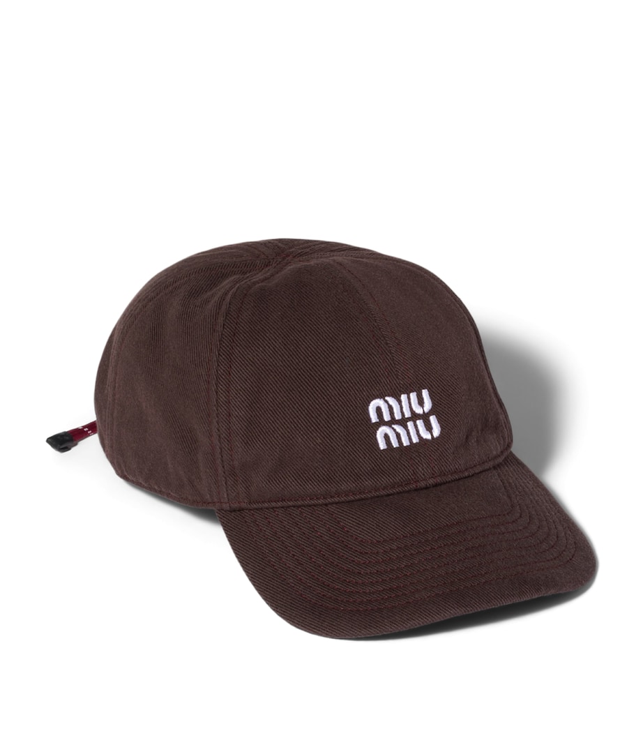 Miu Miu Cotton Cord-Detail Baseball Cap Image 1