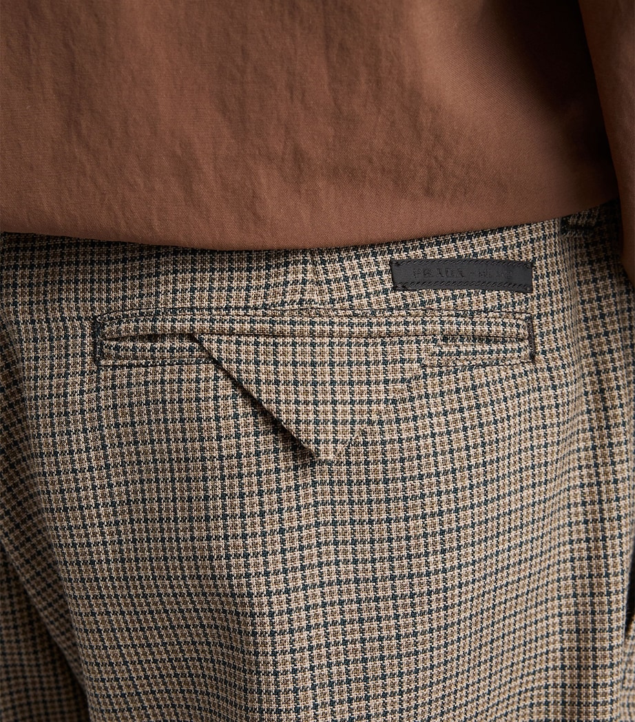 Prada Mens Wool Houndstooth Slim-Fit Trousers Green Image 3