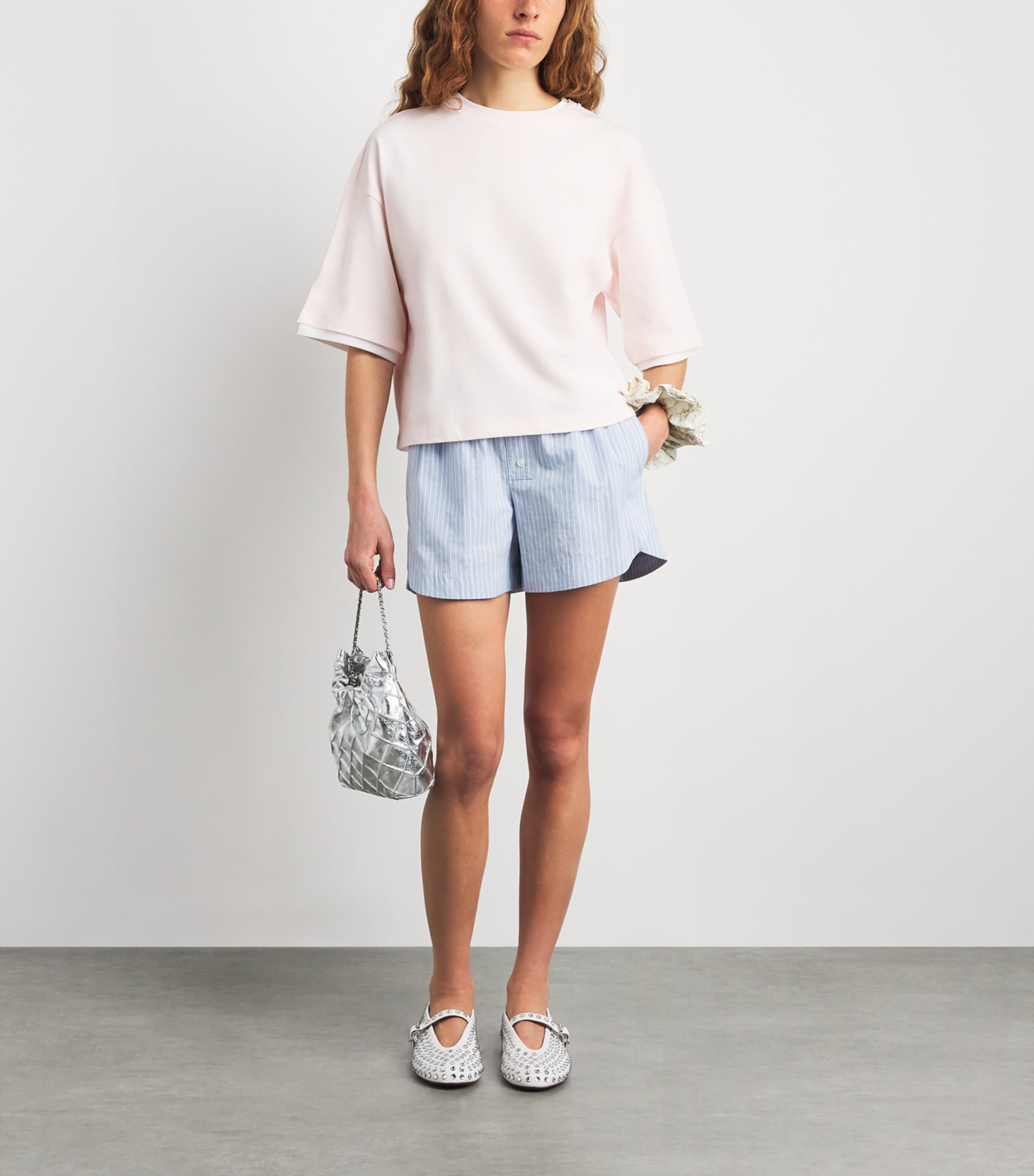 Sandro Paris Womens Cotton Layered T-Shirt Light Pink Image 2