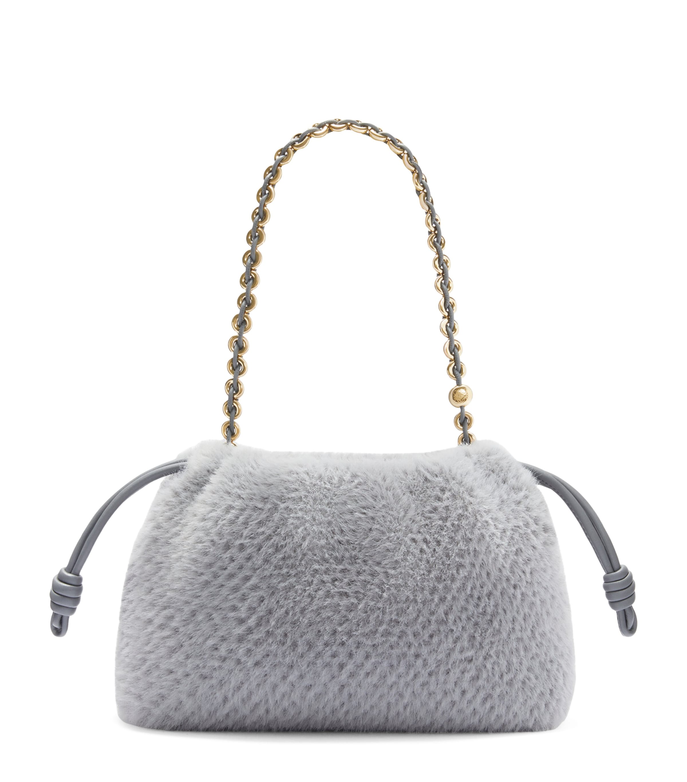 Loewe Medium Brushed Knit Flamenco Purse In Grey