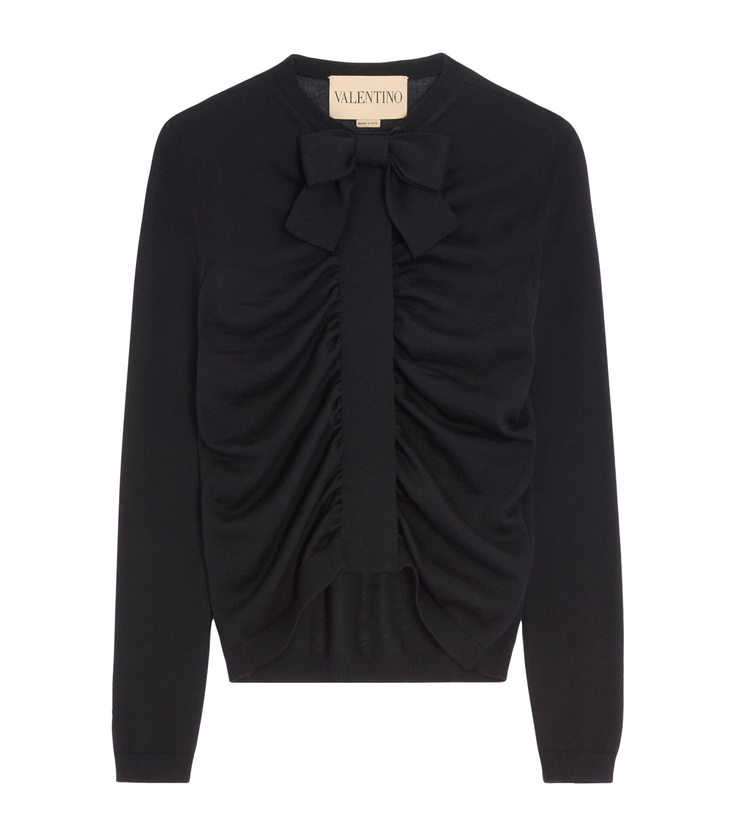 Valentino Womens Ruched Bow-Detail Cardigan Image 1