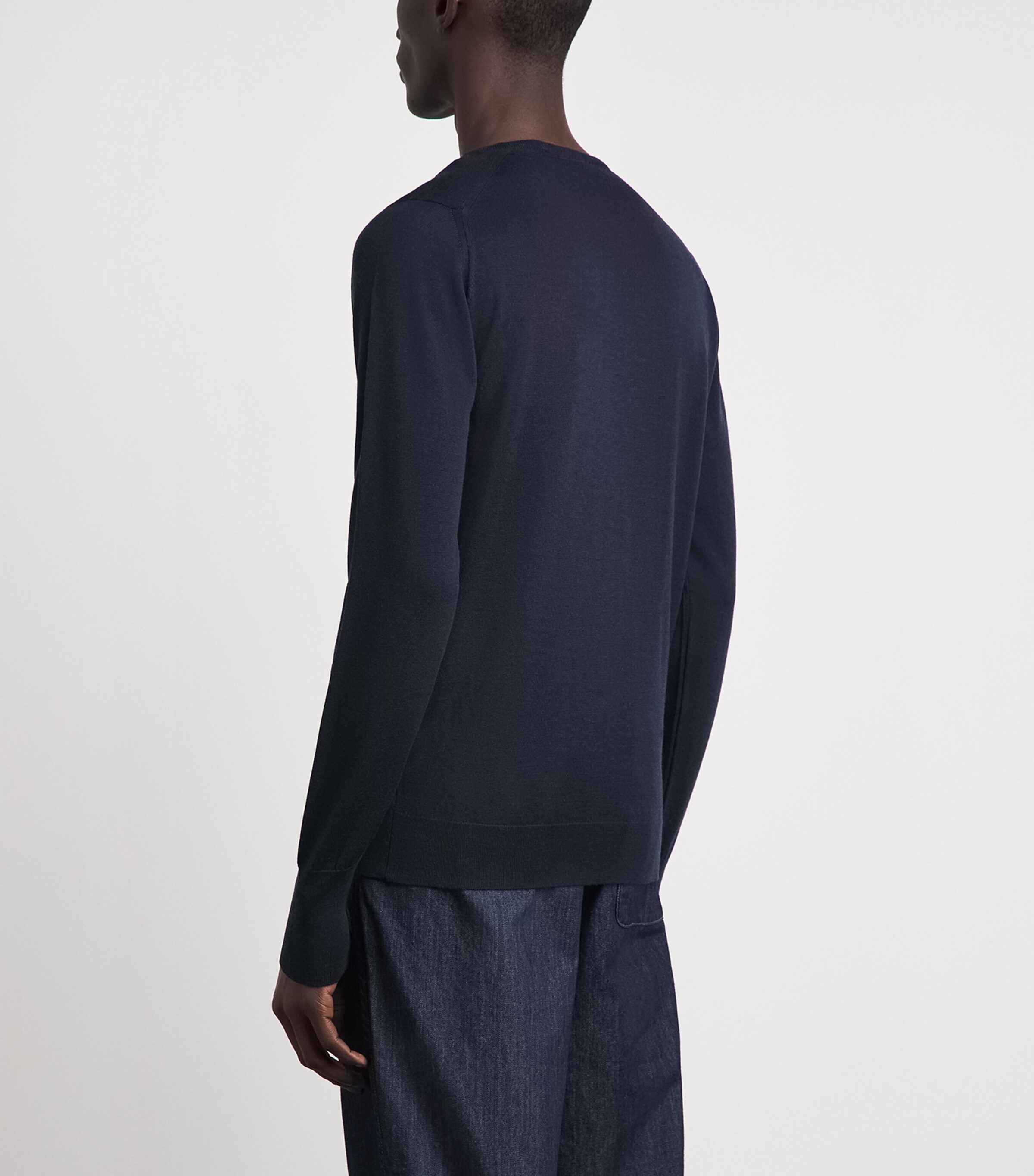 Alan Scott Mens Superfine Merino Wool Crew Neck Sweater Midnight Image 5