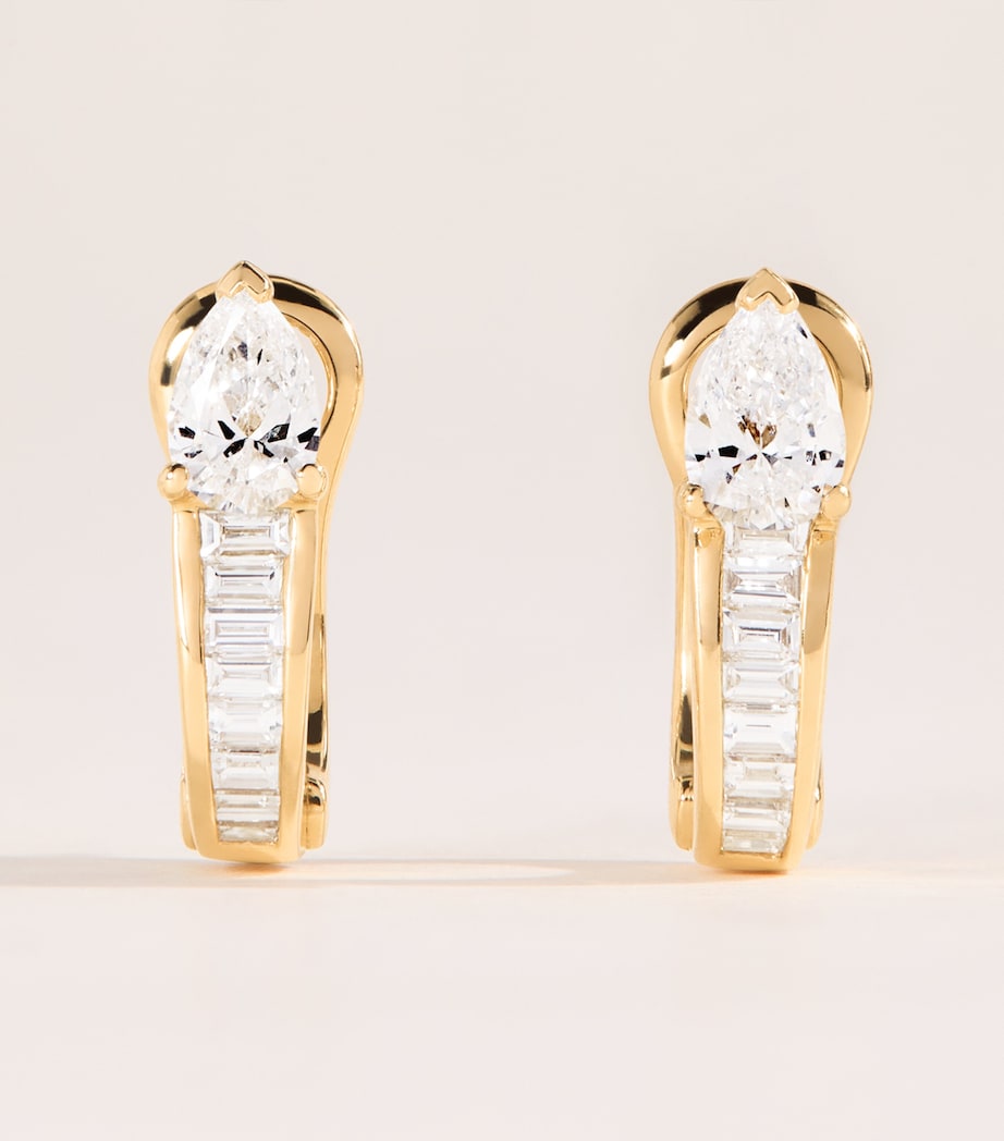 Anita Ko Yellow Gold and Diamond Saturn Huggie Earrings Yellow Gold Image 1