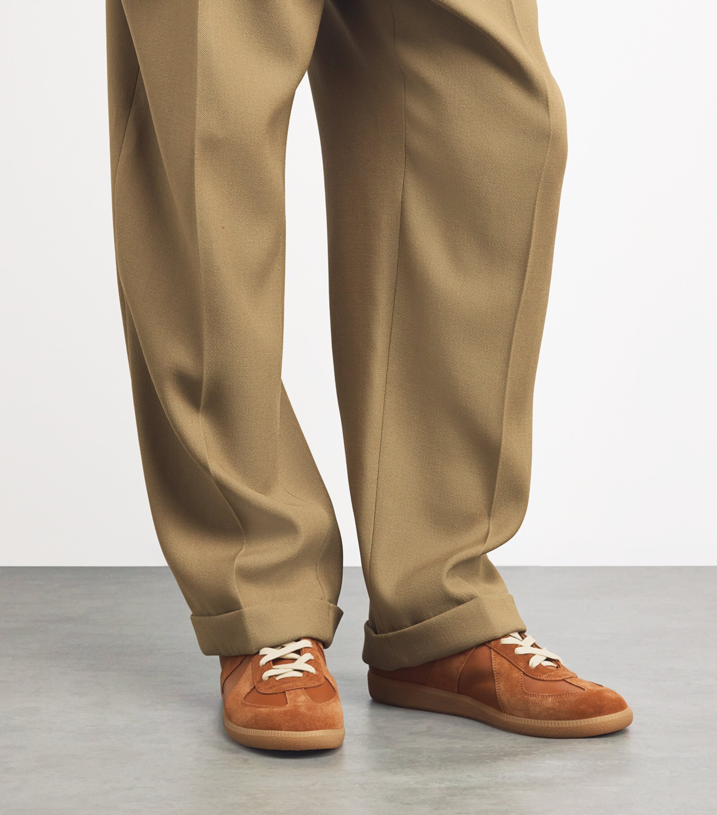 Leather-Suede Replica Sneakers TAN Image 2