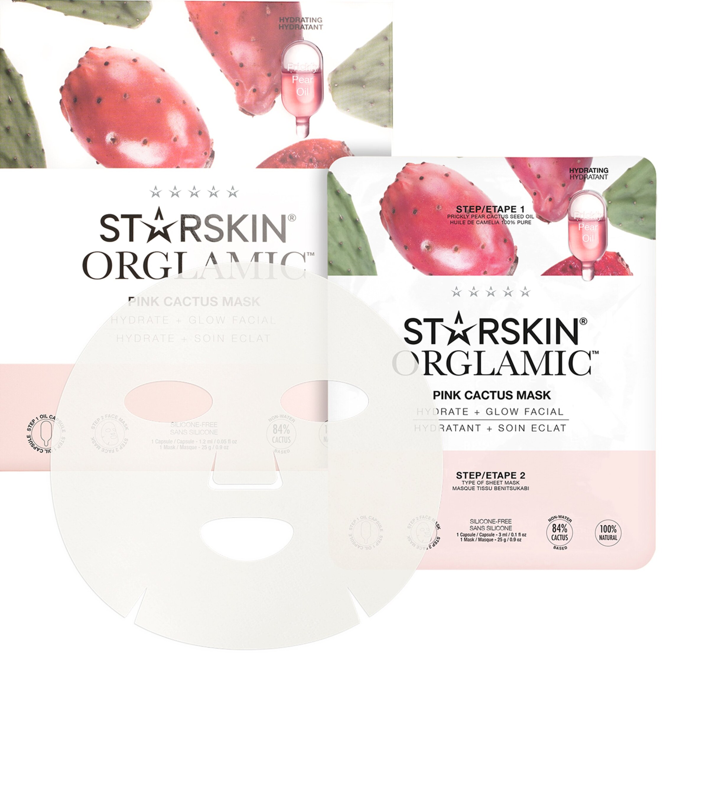 STARSKIN Orglamic Pink Cactus Face Mask (Pack of 4) Image 4