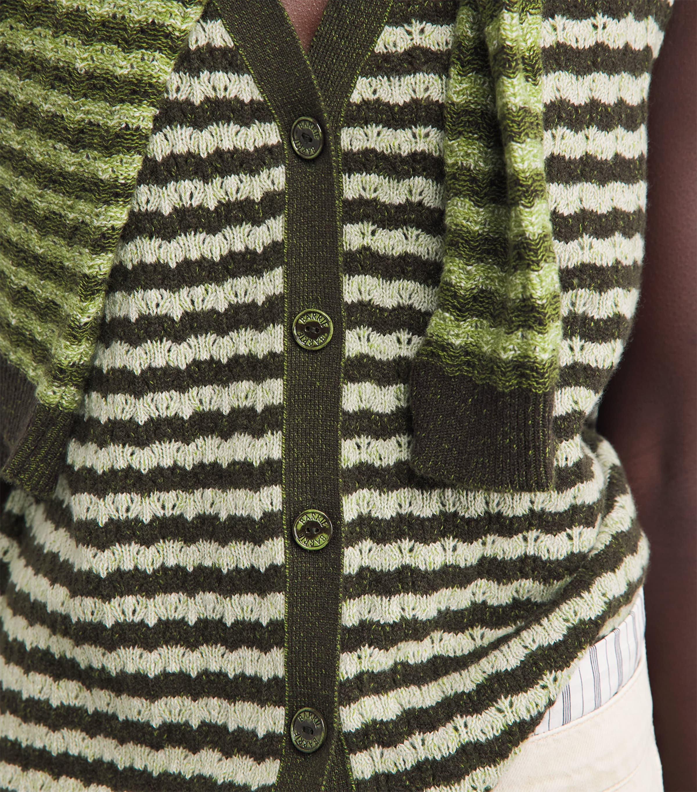 Barrie Womens Cashmere Stripe Sleeveless Cardigan Chntily/drk Mlt Image 3