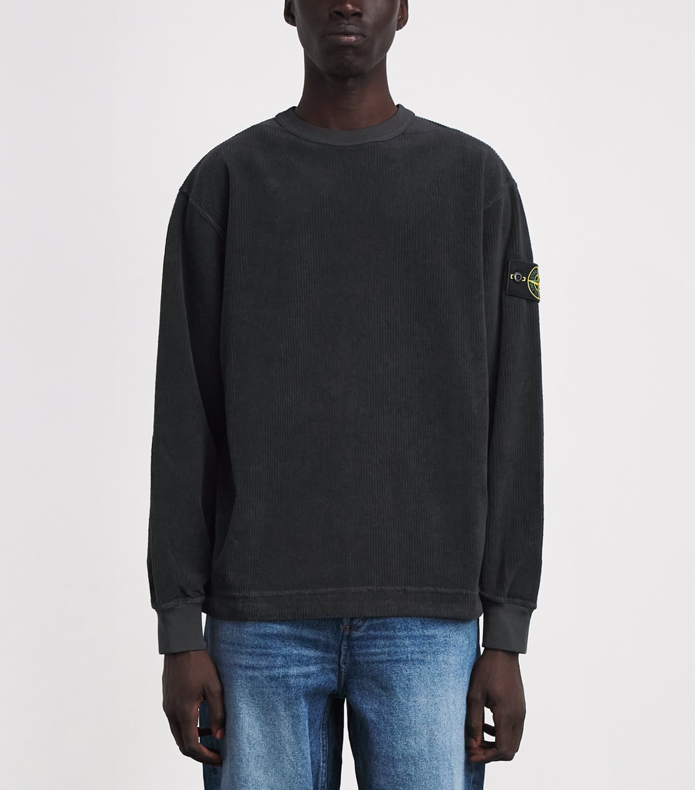 Stone Island Mens Cotton Rib-Knit Compass Sweatshirt Image 4