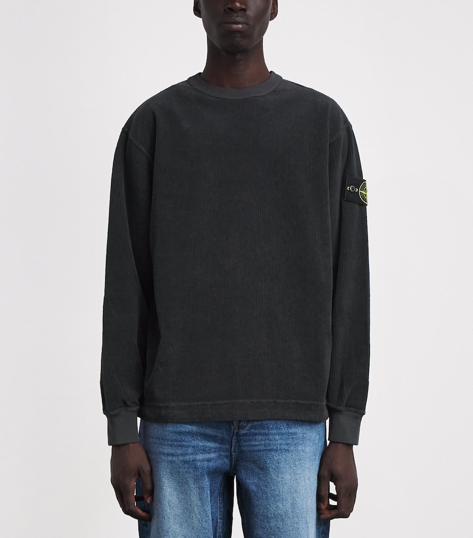 Stone Island Mens Cotton Rib-Knit Compass Sweatshirt Image 4