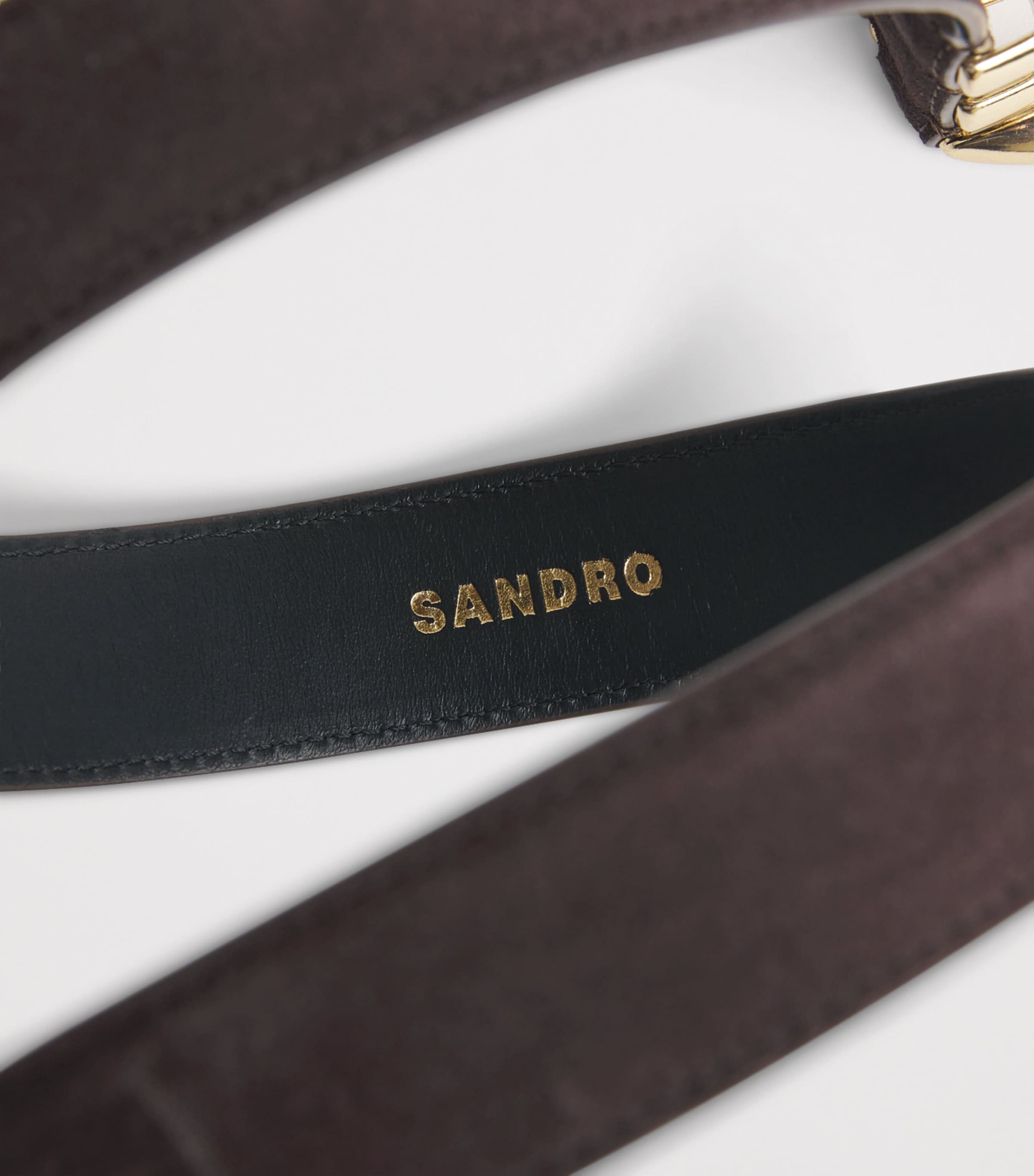 Sandro Paris Suede Buckle Belt Brown Image 5