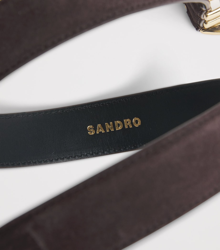 Sandro Paris Suede Buckle Belt Brown Image 5