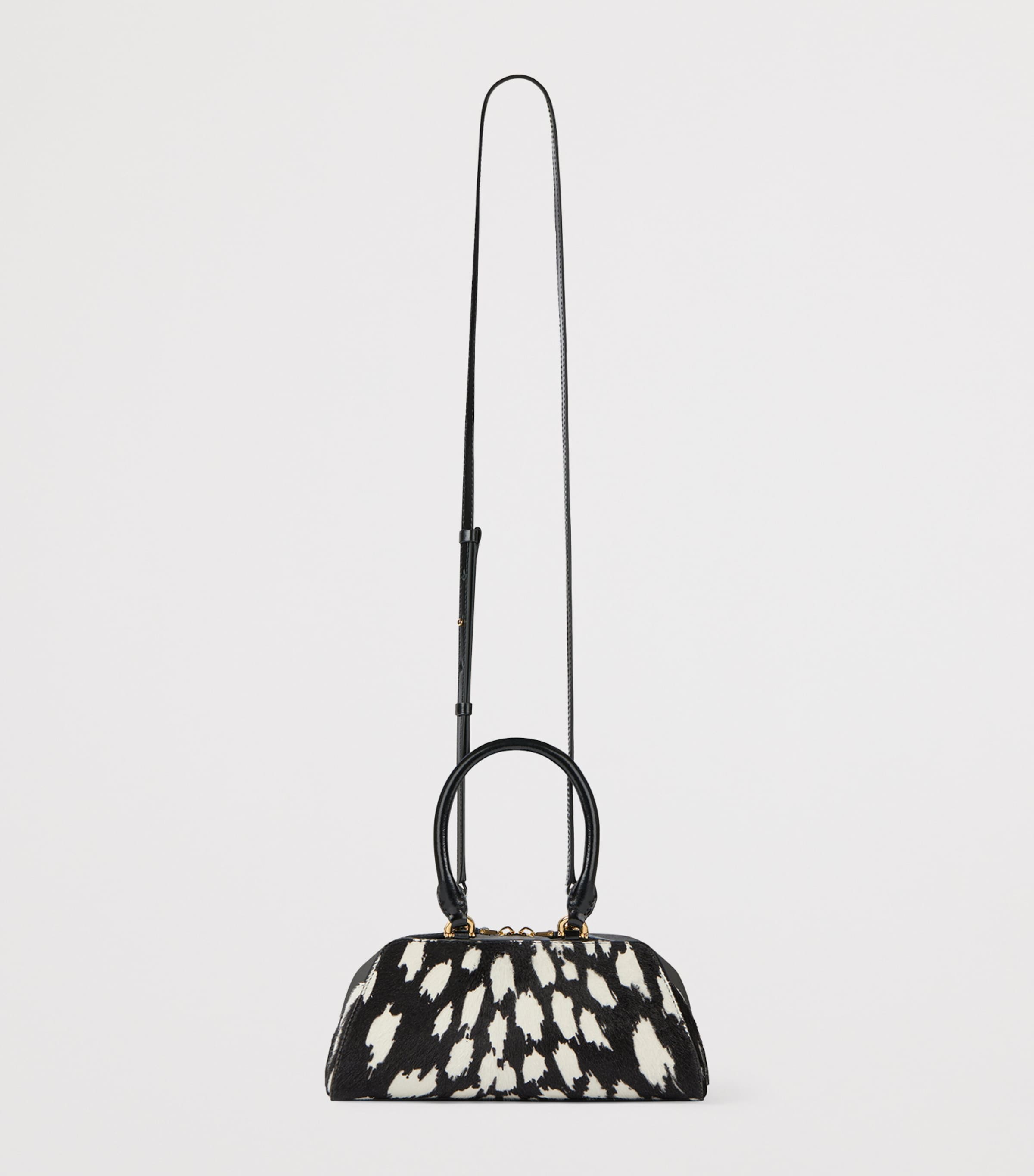 Mini Leather Antigona East-West Top-Handle Bag BLACK/WHITE Image 4