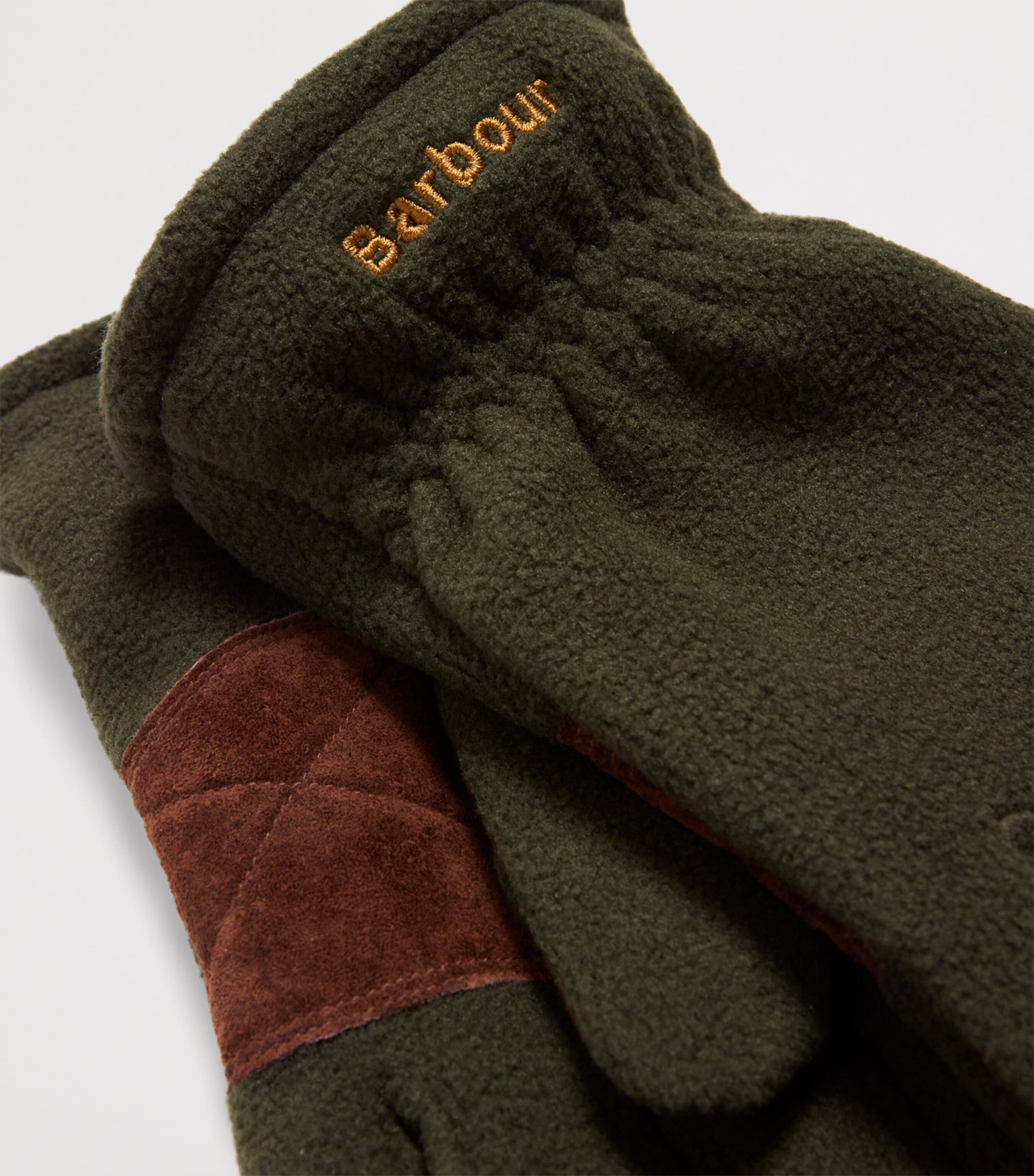 Fleece Leather-Trim Coalford Gloves OLIVE Image 2