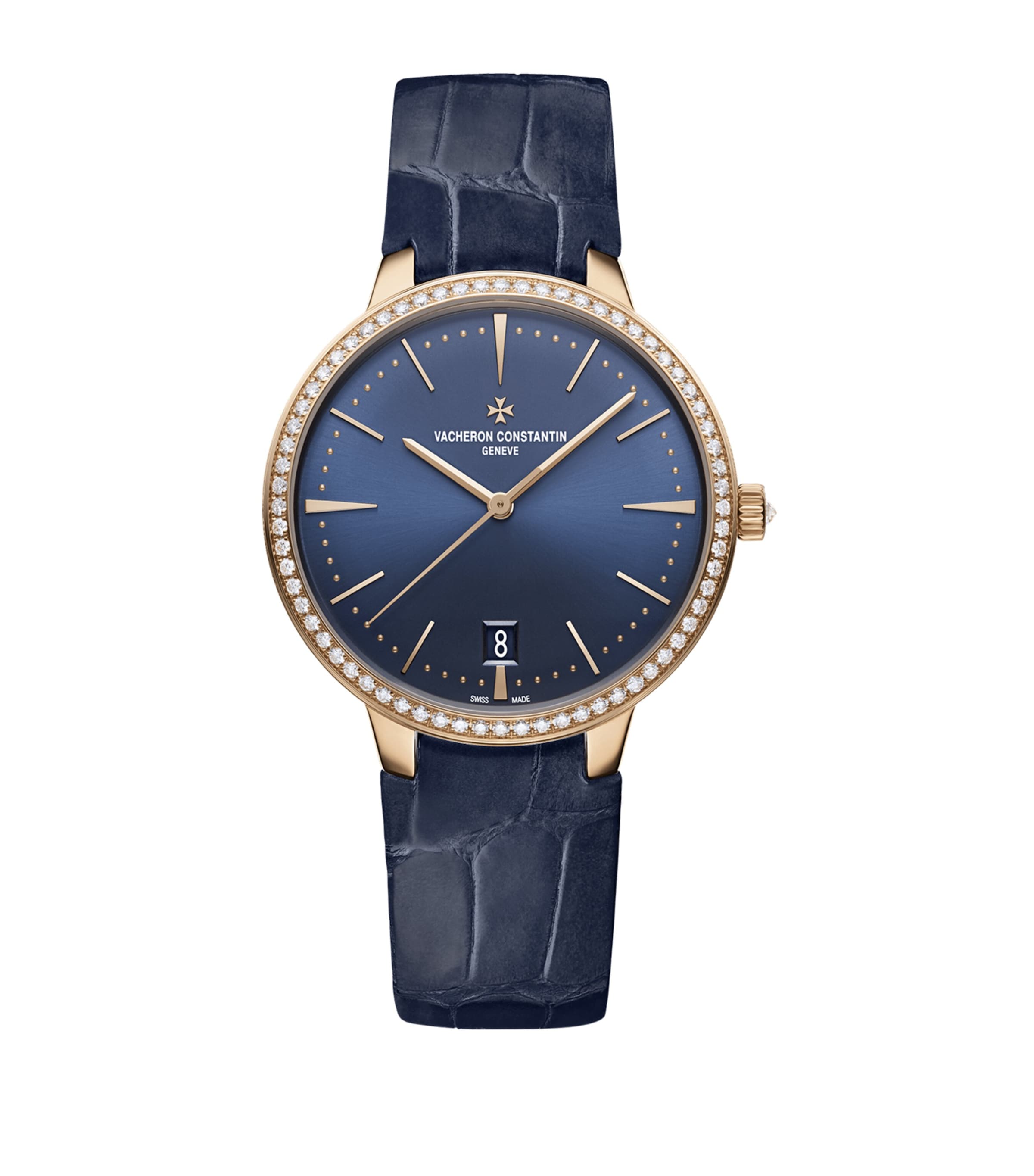 Vacheron Constantin Rose Gold Patrimony Watch In Blue