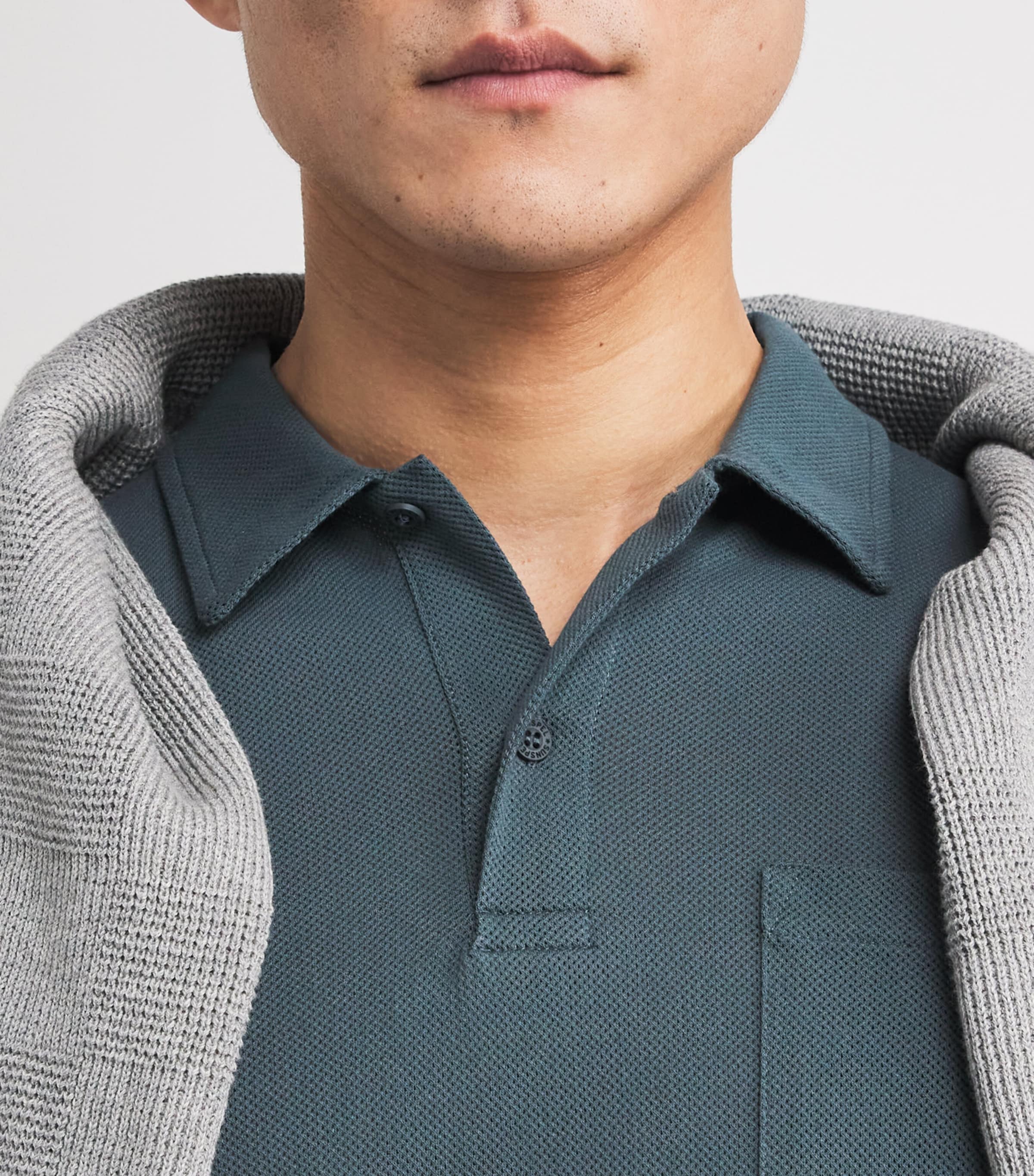 Supima Cotton Riviera Polo Shirt DARK PETROL26 GNIT Image 6