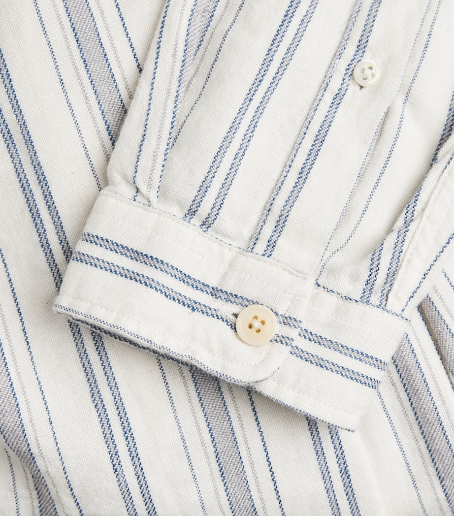 Linen Cotton-Blend Stripe Shirt WHITE/BLUE Image 5