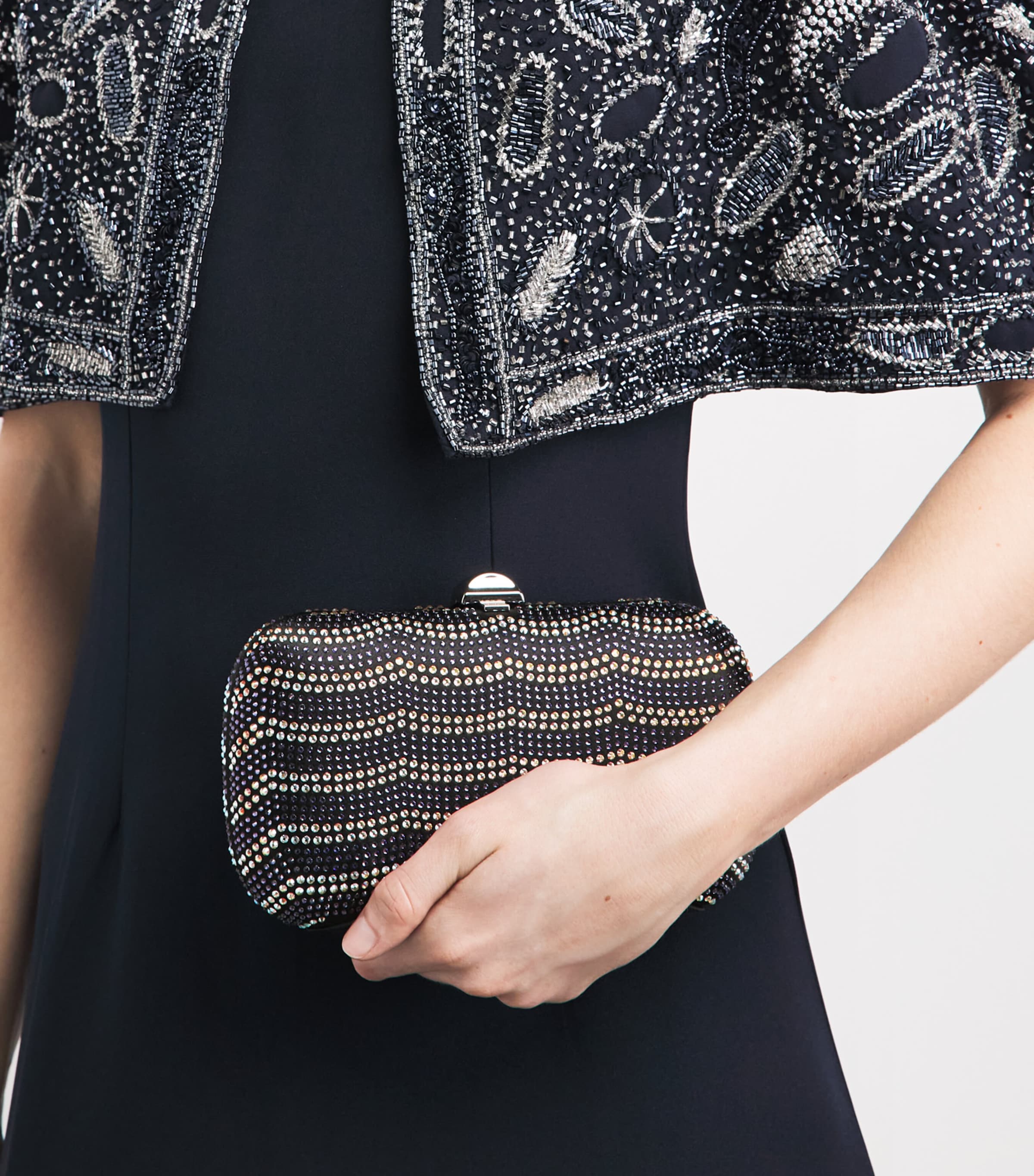 Rodo Embellished Wave Clutch Bag Black Image 2