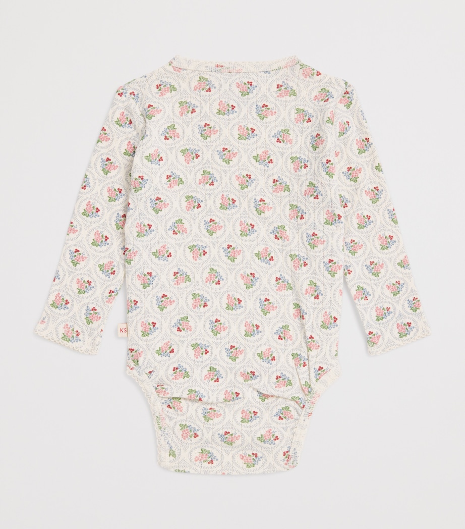 Cotton Floral Bodysuit (1-6 Months) P00105 VERONA BLUES Image 2