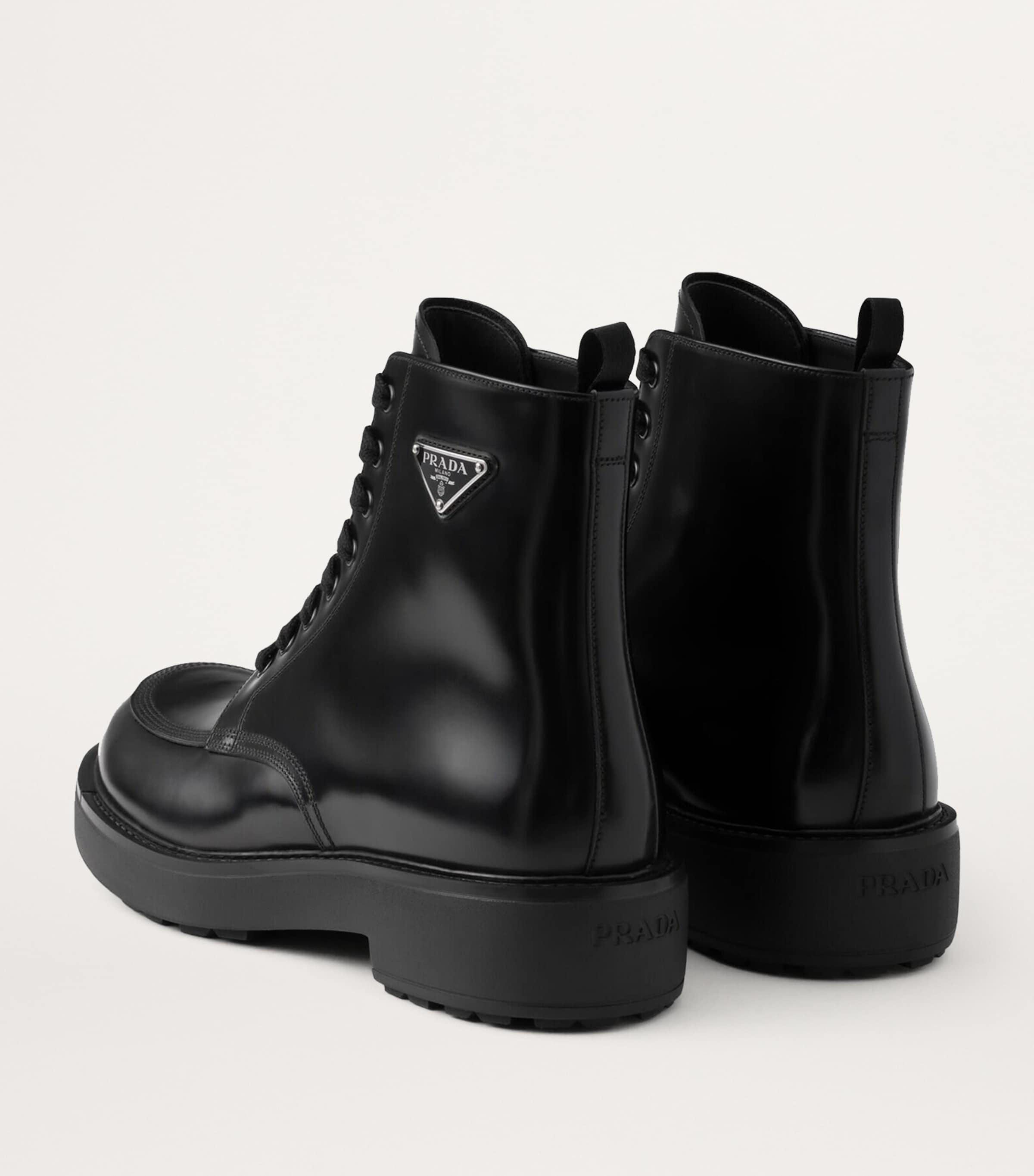 Leather Logo-Plate Lace-Up Boots F0002 Image 3