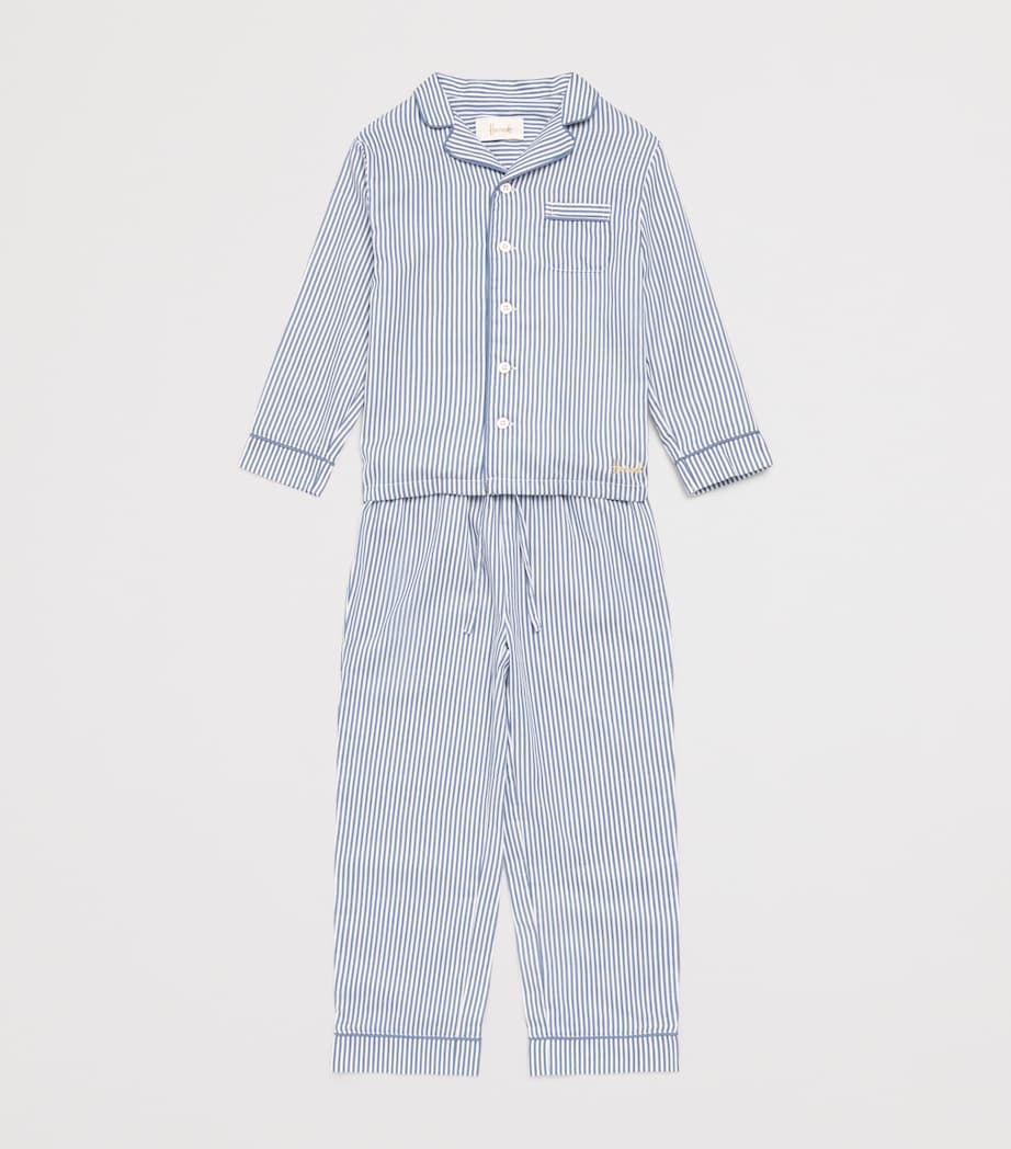 Harrods Cotton Stripe Pyjamas (2-8 Years) Blue Image 3
