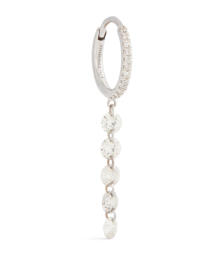 White Gold and Diamond Circle Single Hoop Earring WHITE GOLD Image 1