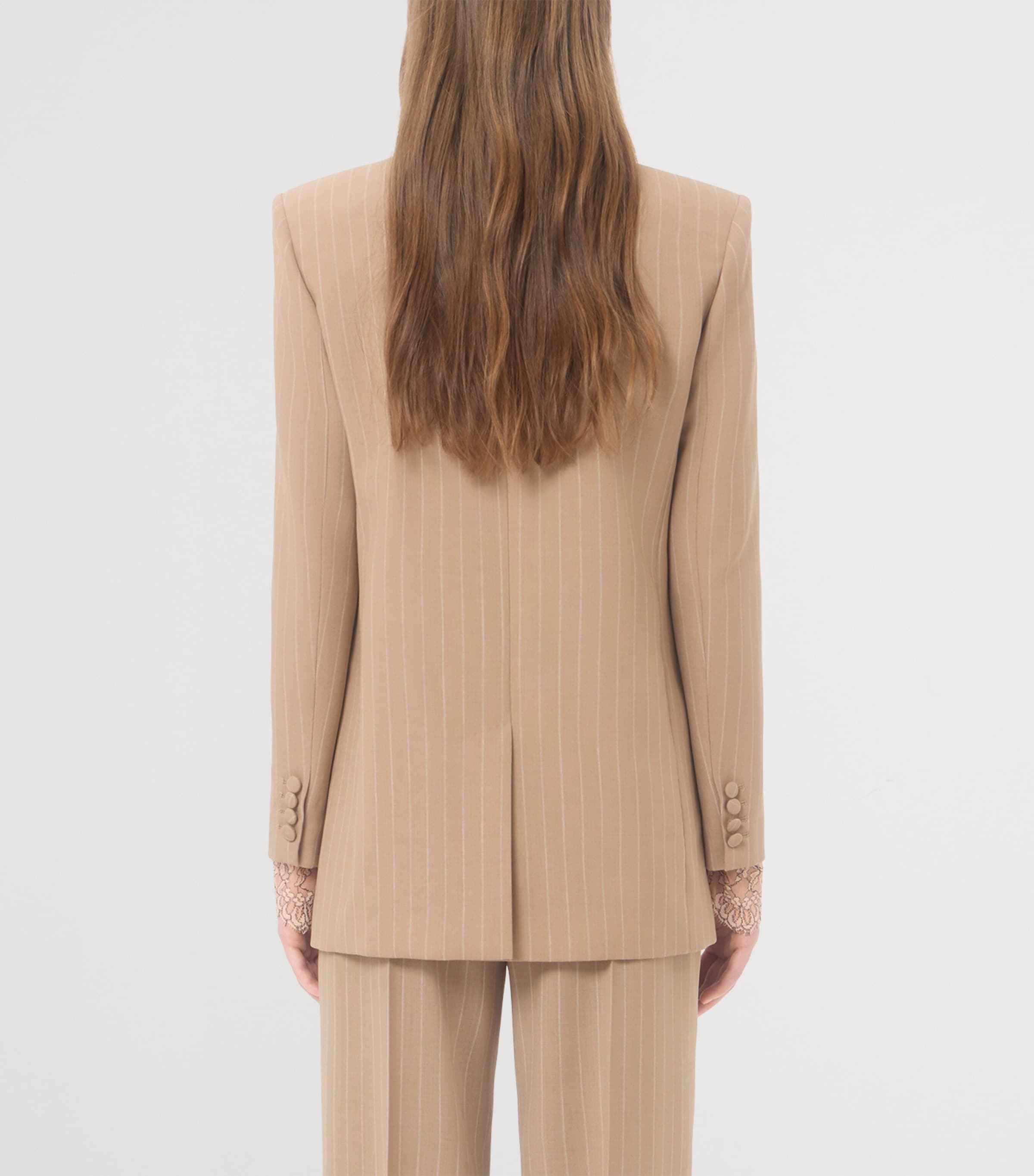 Valentino Womens Virgin Wool Pinstripe Blazer Image 5