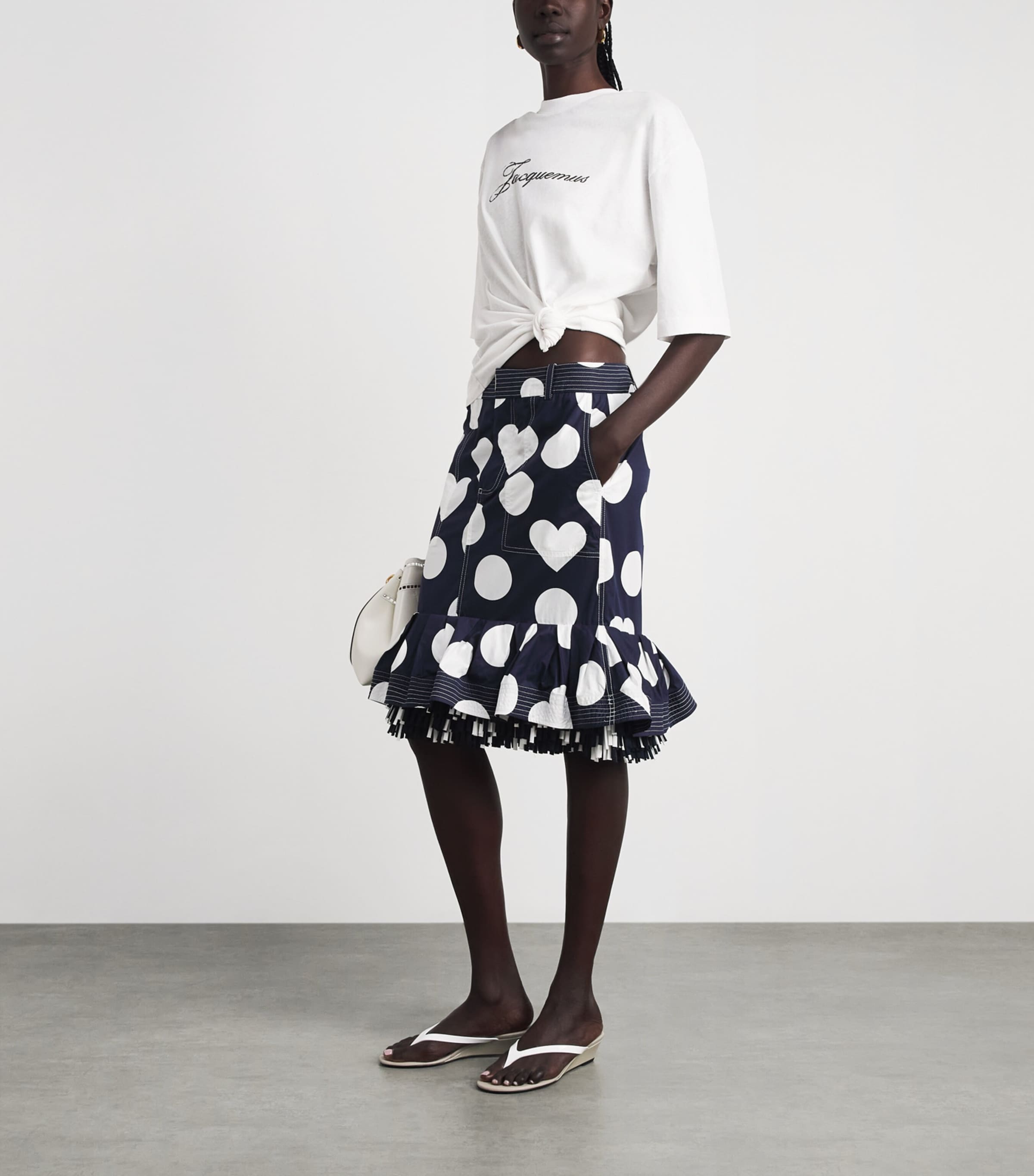 Jacquemus Womens Cotton-Hemp Logo T-Shirt White Image 2