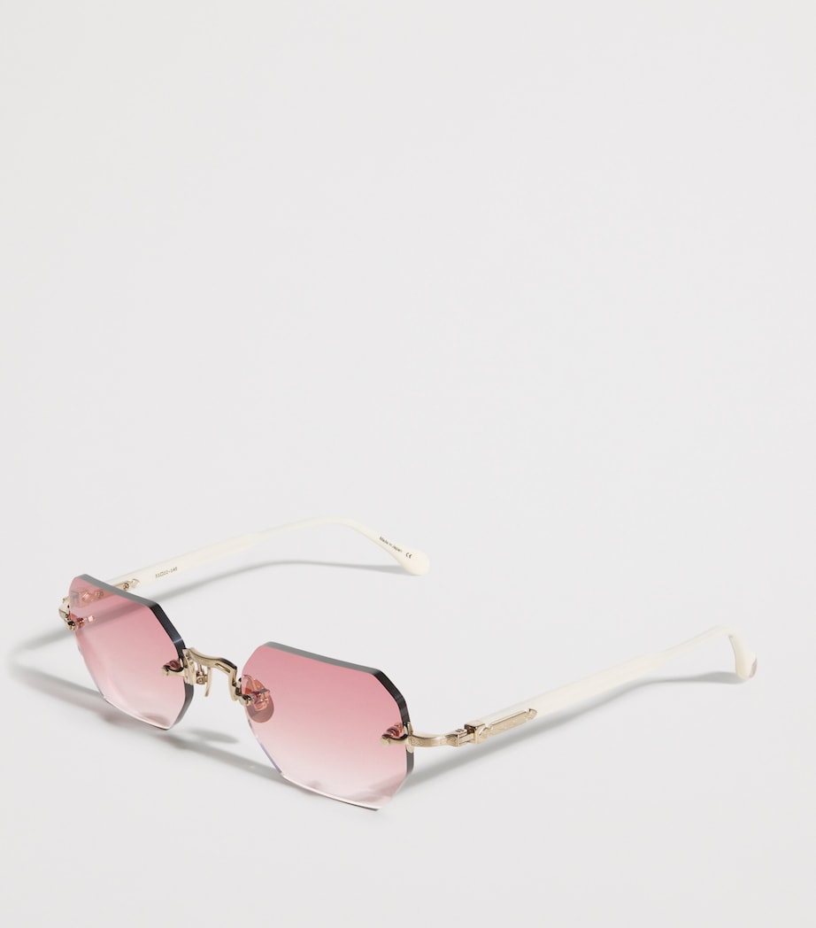 Matsuda M5010 Octagonal Sunglasses Brshd Gld Mlk Wt Ros Image 2