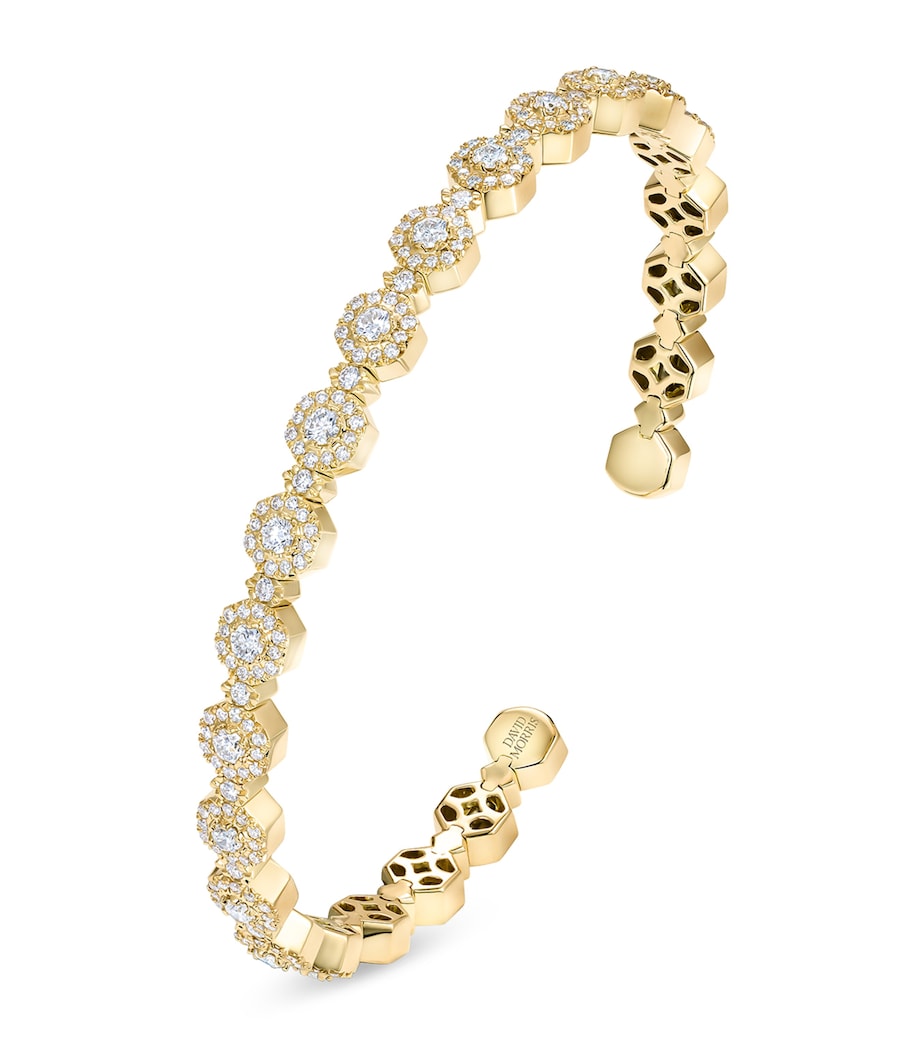 David Morris Yellow Gold and Diamond Triolette Hexagon Bangle Clear Image 1