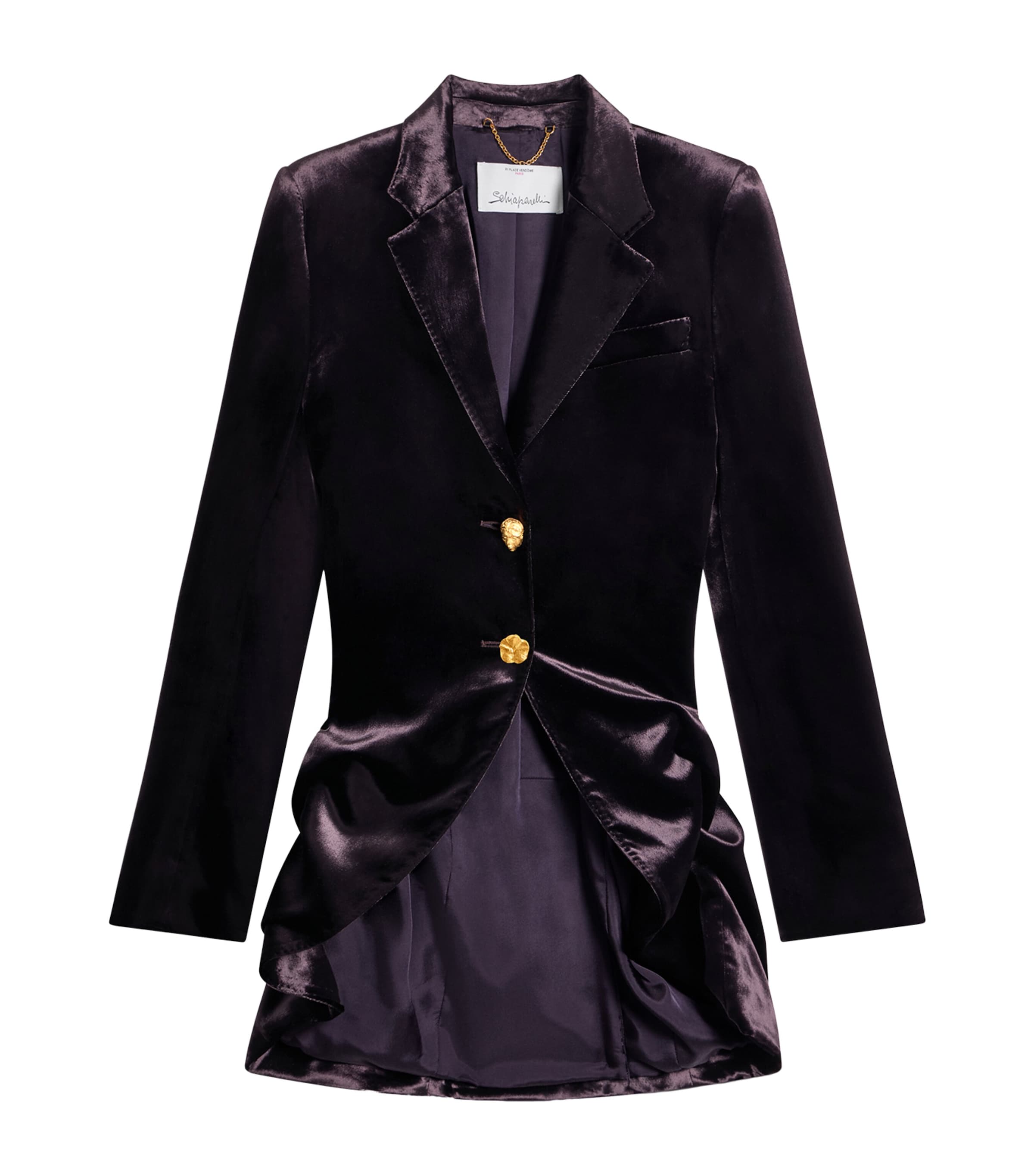 Schiaparelli Womens Velvet Demi-Lune Blazer Purple Image 1