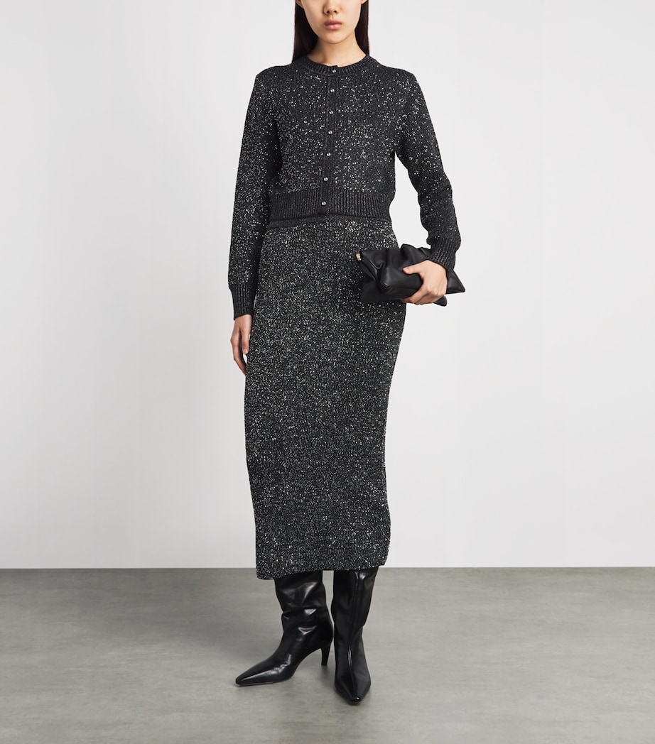 Toccin Womens Knitted Sequin Mollie Cardigan Onyx Image 2