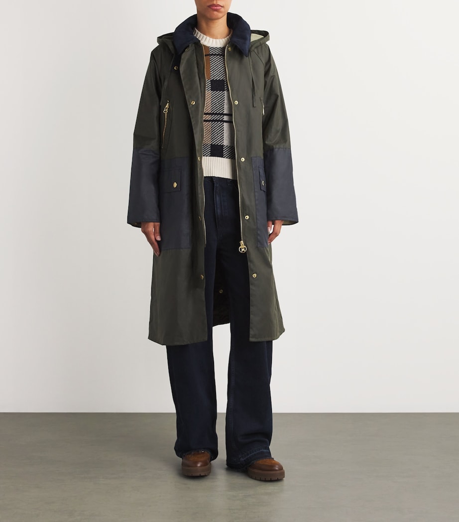 Barbour Womens Waxed Carolyn Jacket Archive Olive/tartan Image 2