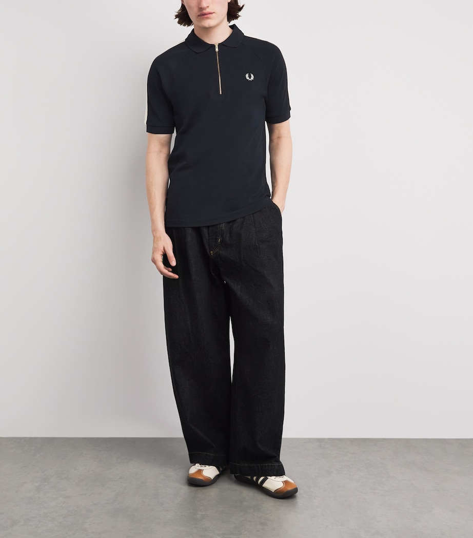 Fred Perry Mens Cable Tape Polo Shirt Navy Image 2