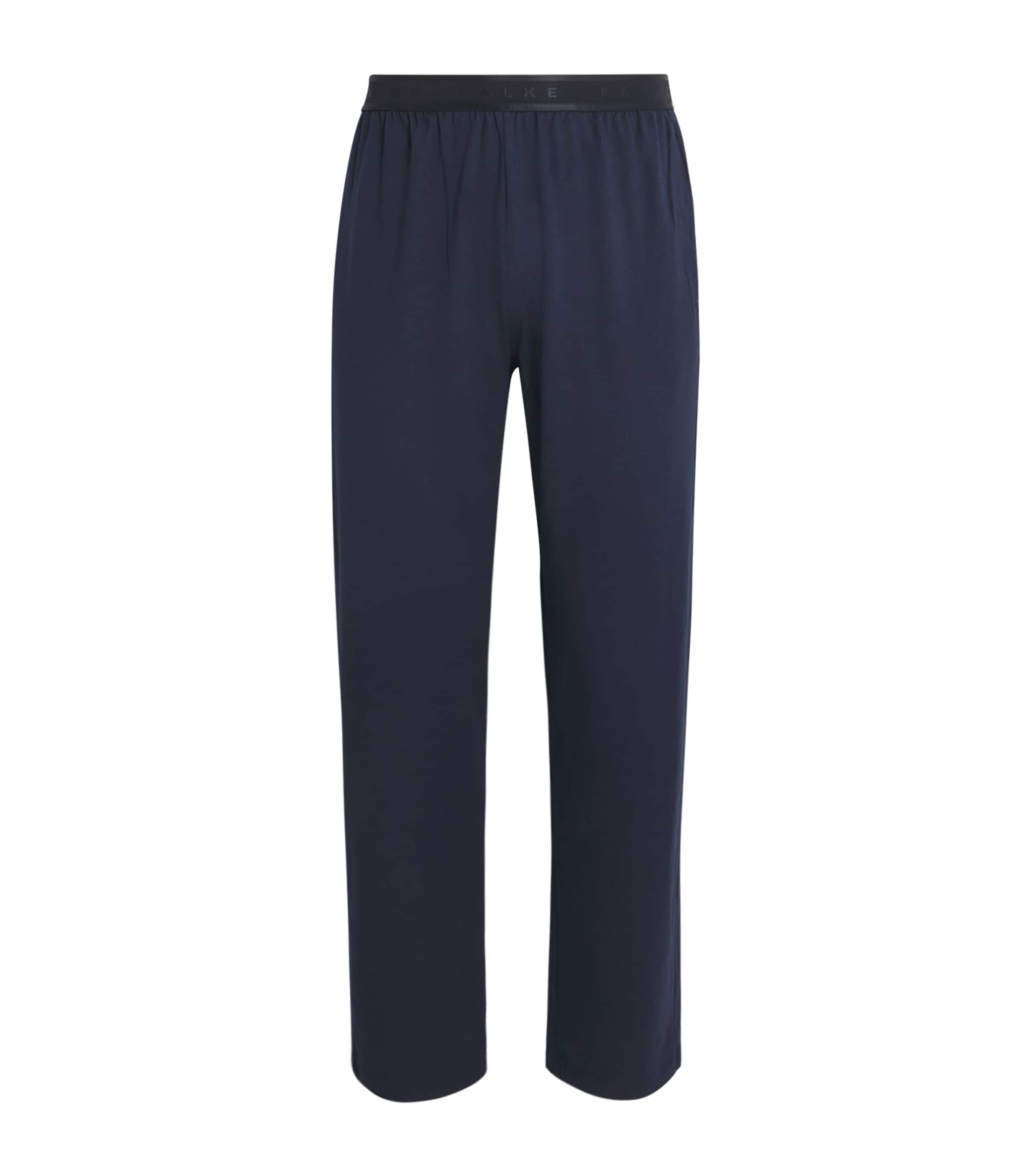 Falke Mens Cotton-Blend Lounge Trousers Space Blue Image 1