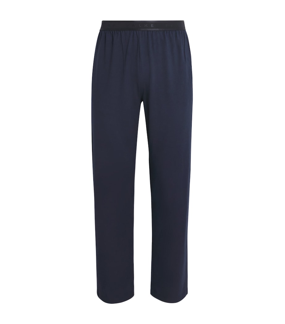 Falke Mens Cotton-Blend Lounge Trousers Space Blue Image 1