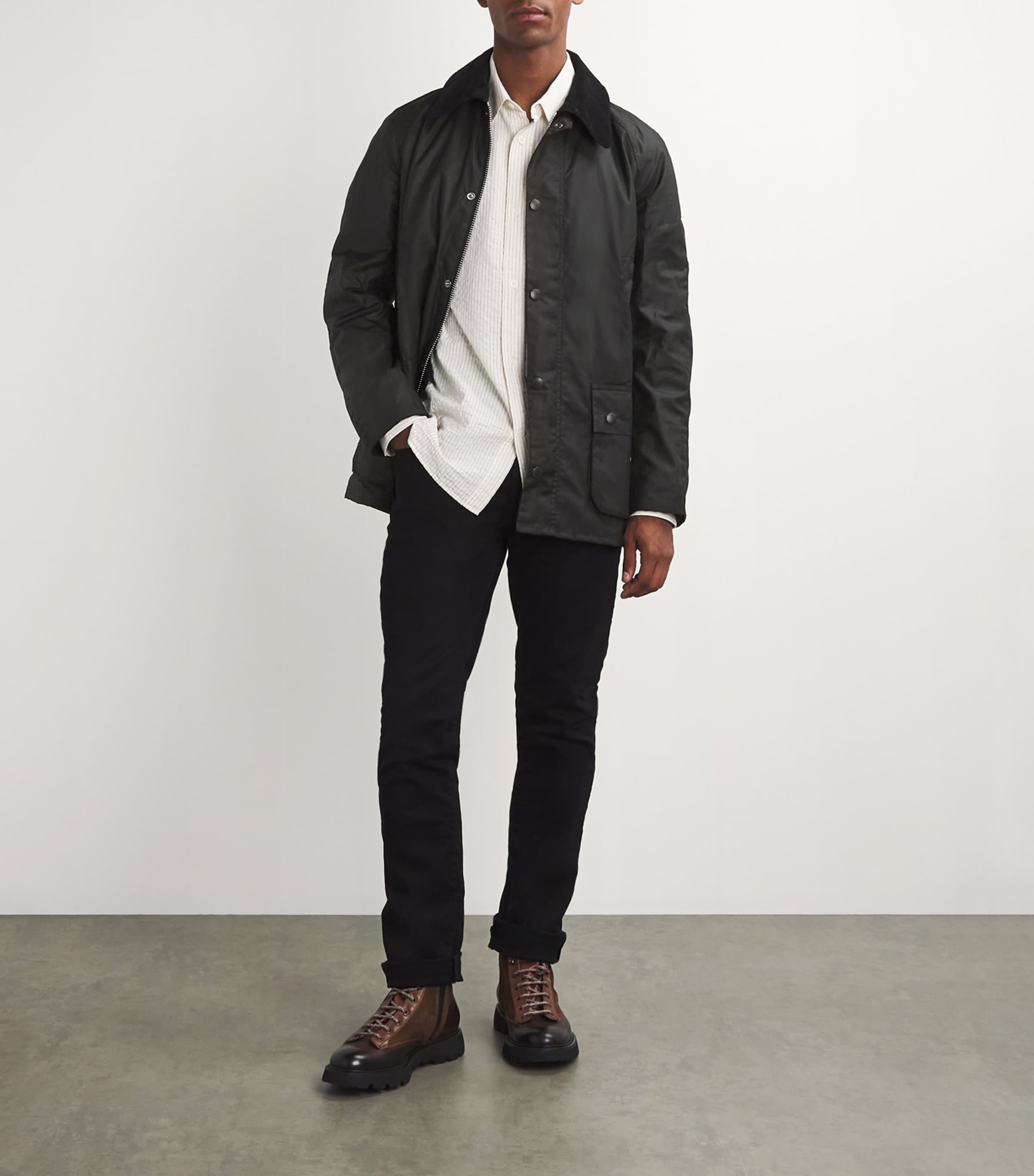 Barbour Mens Waxed Ashby Jacket Black Image 2