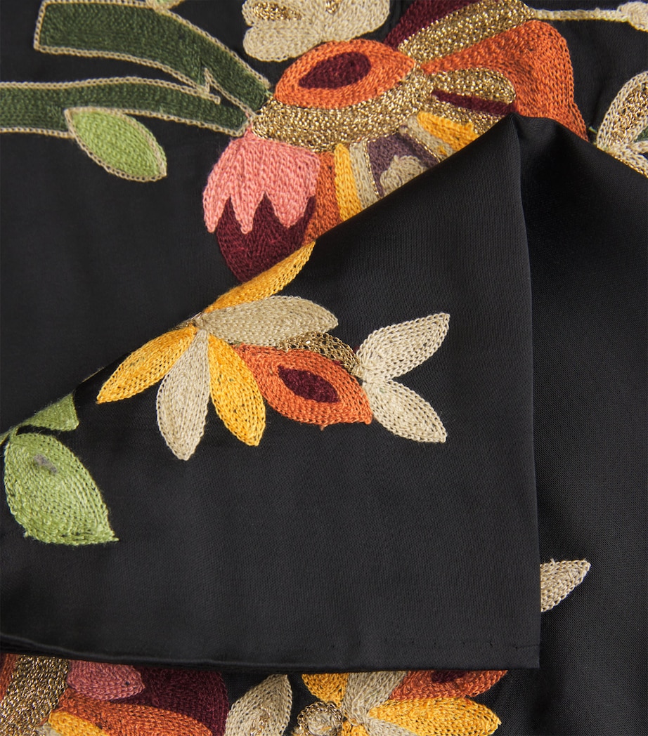 Cuffed Floral Embroidered Trousers BLACK Image 5