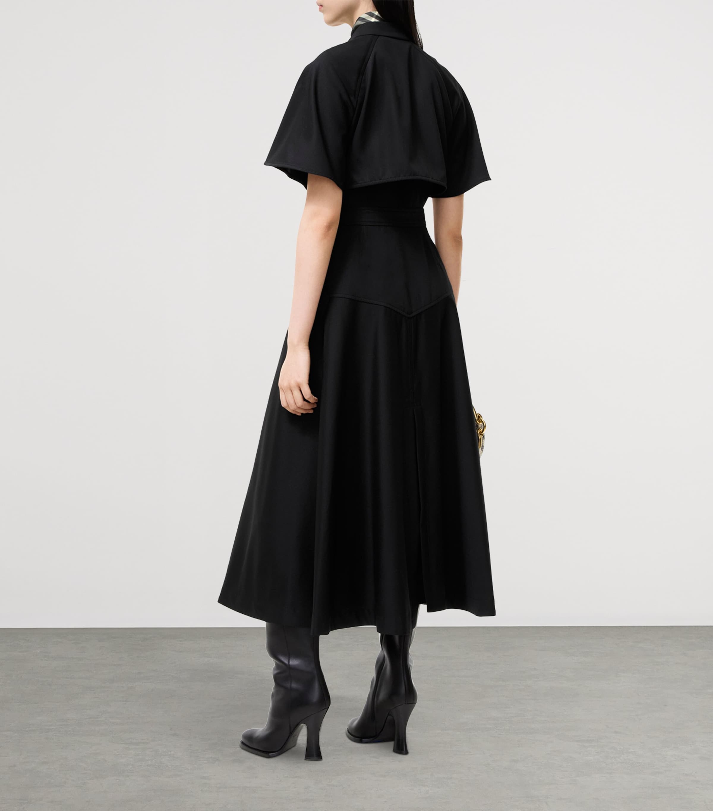 Burberry Womens Wool Twill Midi Wrap Dress Black Image 3