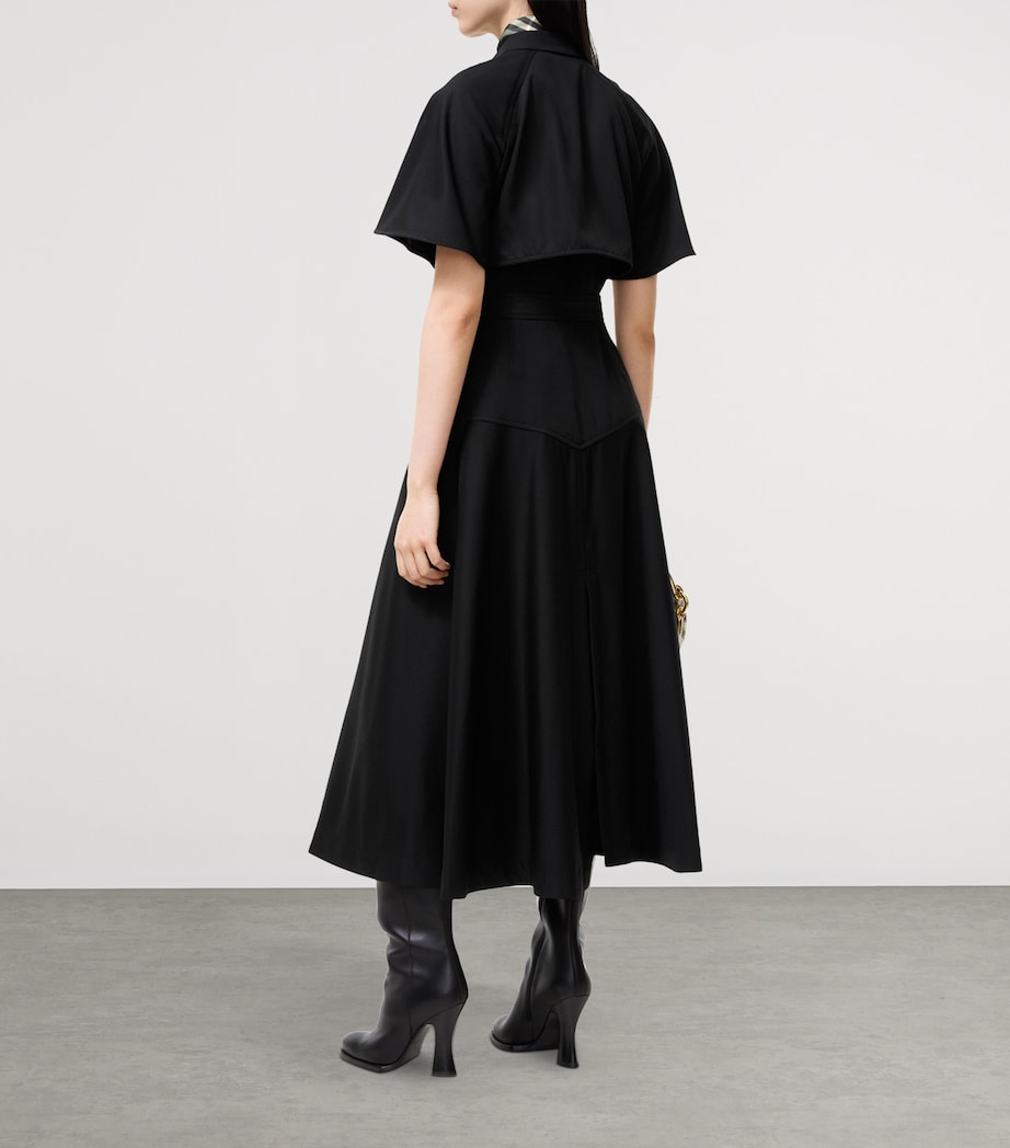 Burberry Womens Wool Twill Midi Wrap Dress Black Image 3