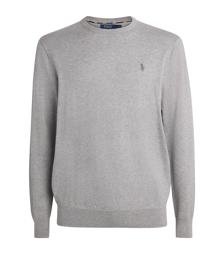 Polo Ralph Lauren Mens Pima Cotton Polo Pony Sweater Andover Grey Heather Image 1