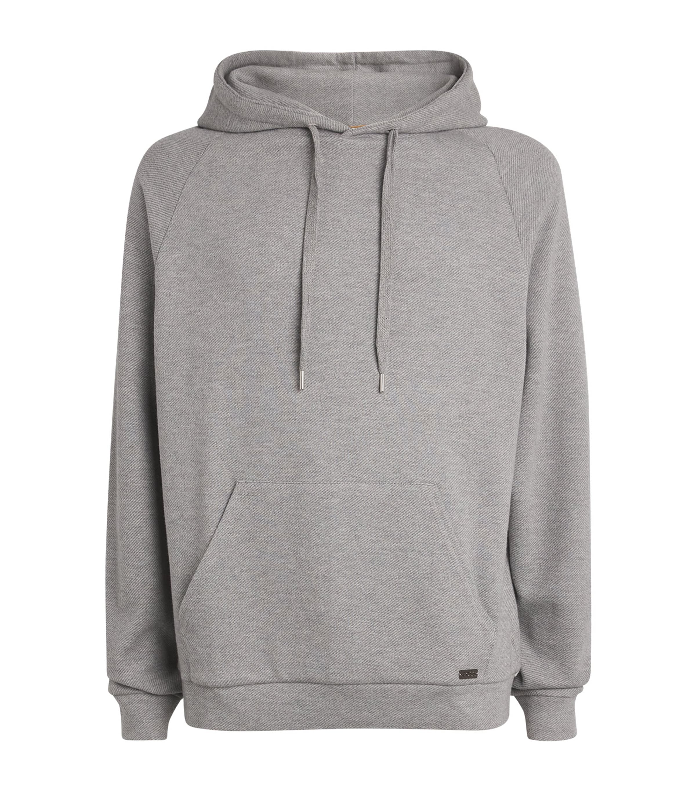 Hugo Boss Cotton Lounge Hoodie In Grey