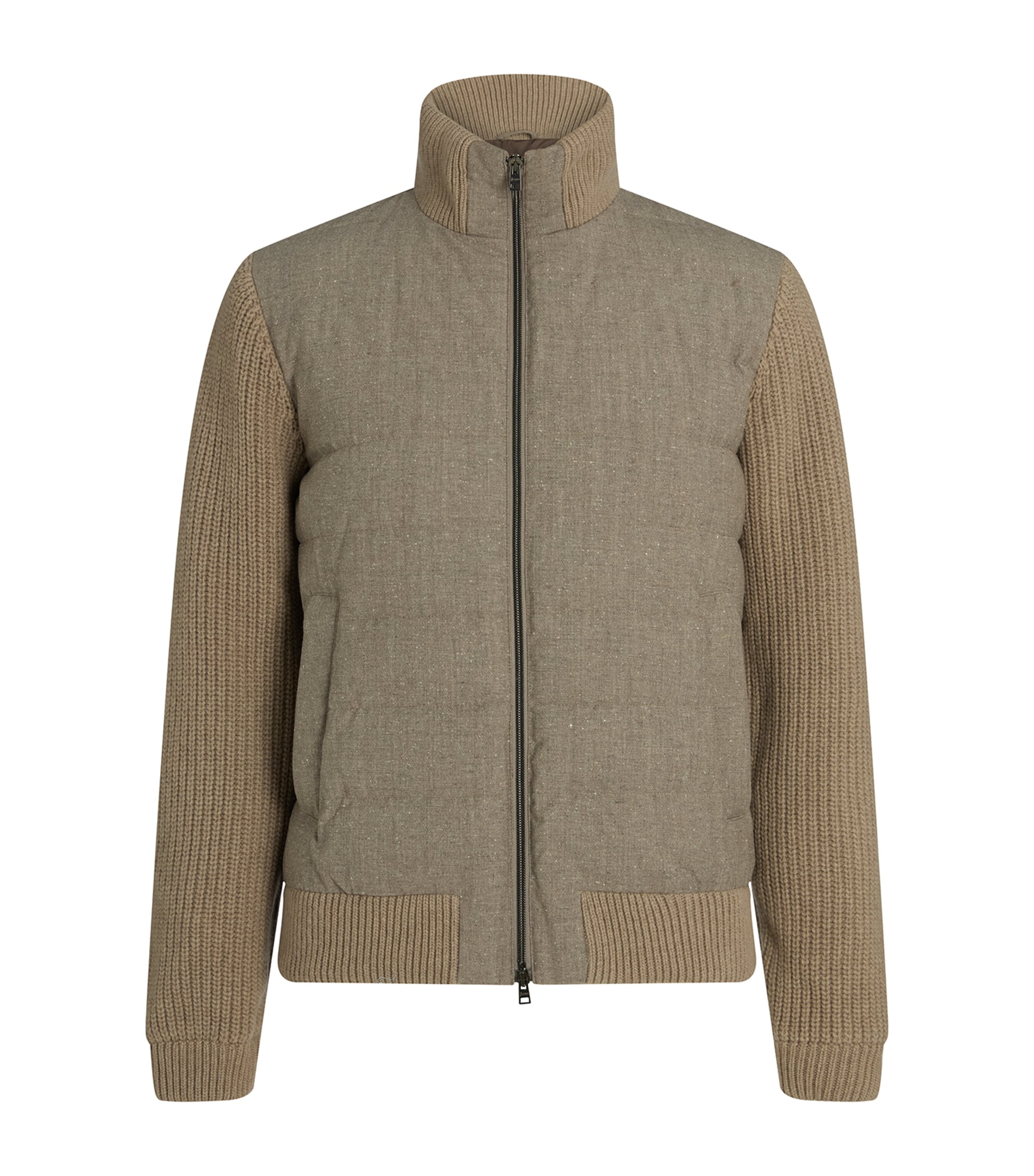 Herno Wool-blend Padded Bomber Jacket In Brown