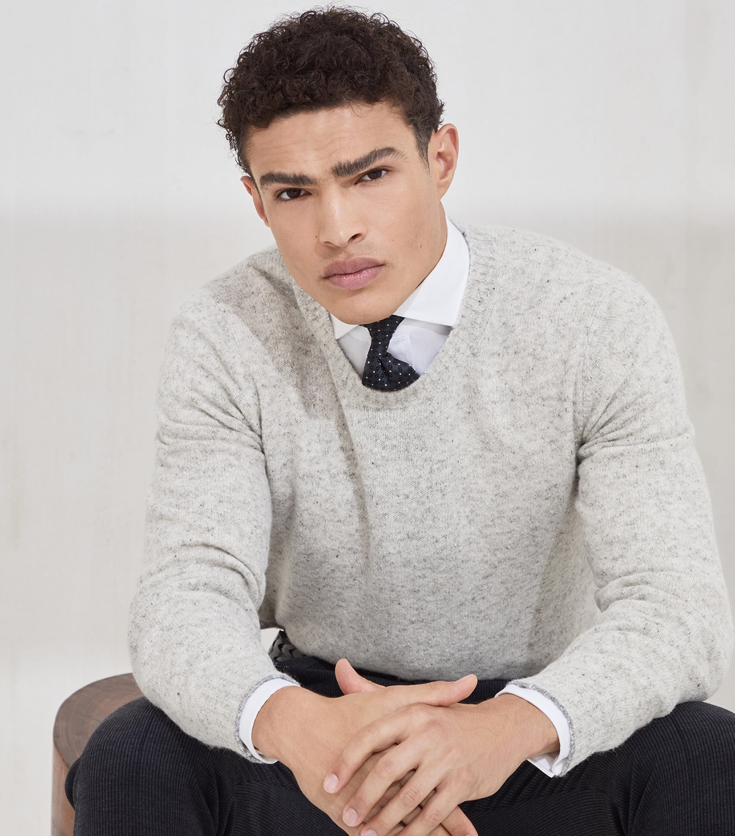 Alpaca-Wool-Silk Flecked Sweatshirt CL073 Image 4