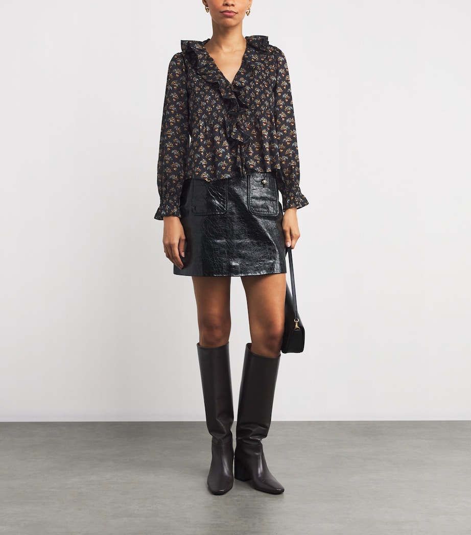 Organic Cotton Voile Ruffled Hardy Blouse DELPHINIUM FLORAL Image 2