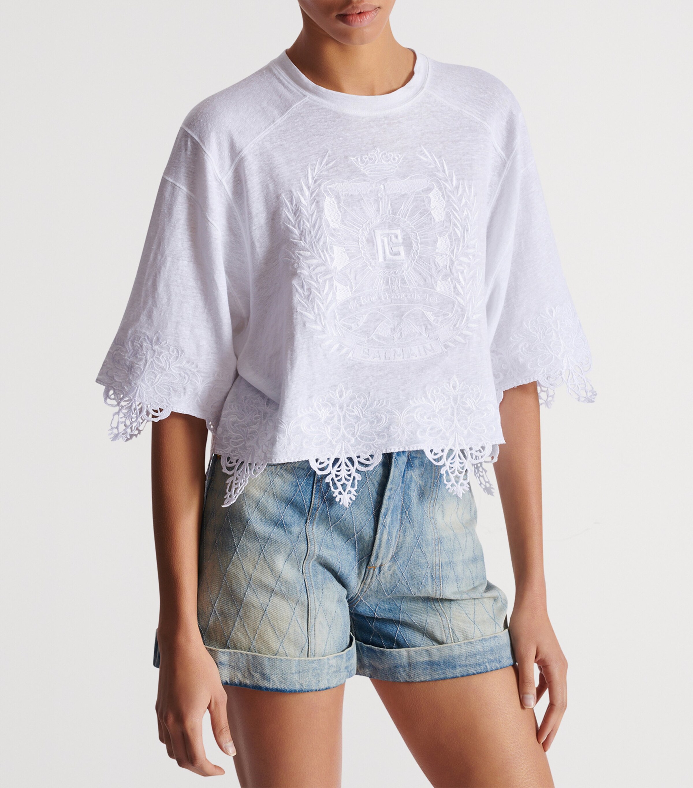 Linen-Lace Baseball T-Shirt 0FA BLANC Image 7