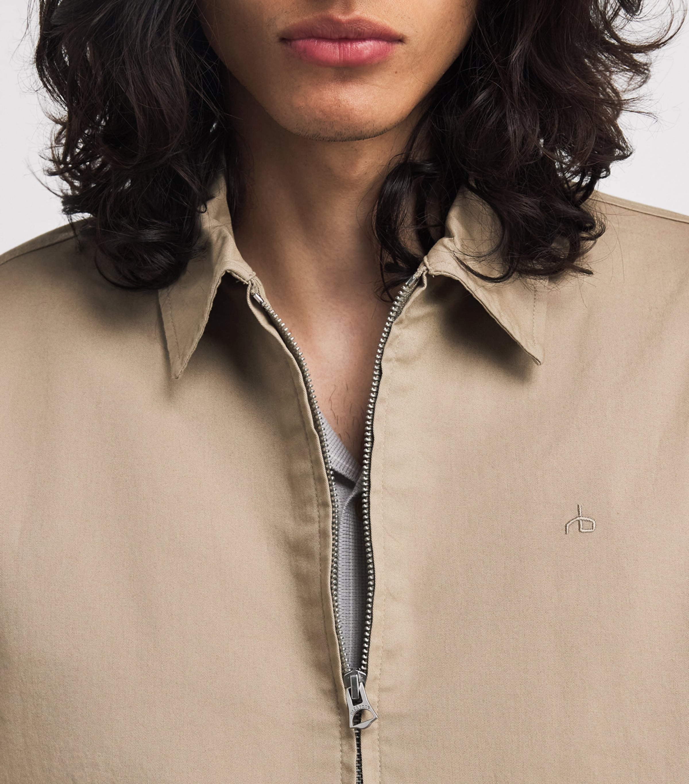 Rag & Bone Mens Stretch-Cotton Harrington Jacket Warm Taupe Image 3