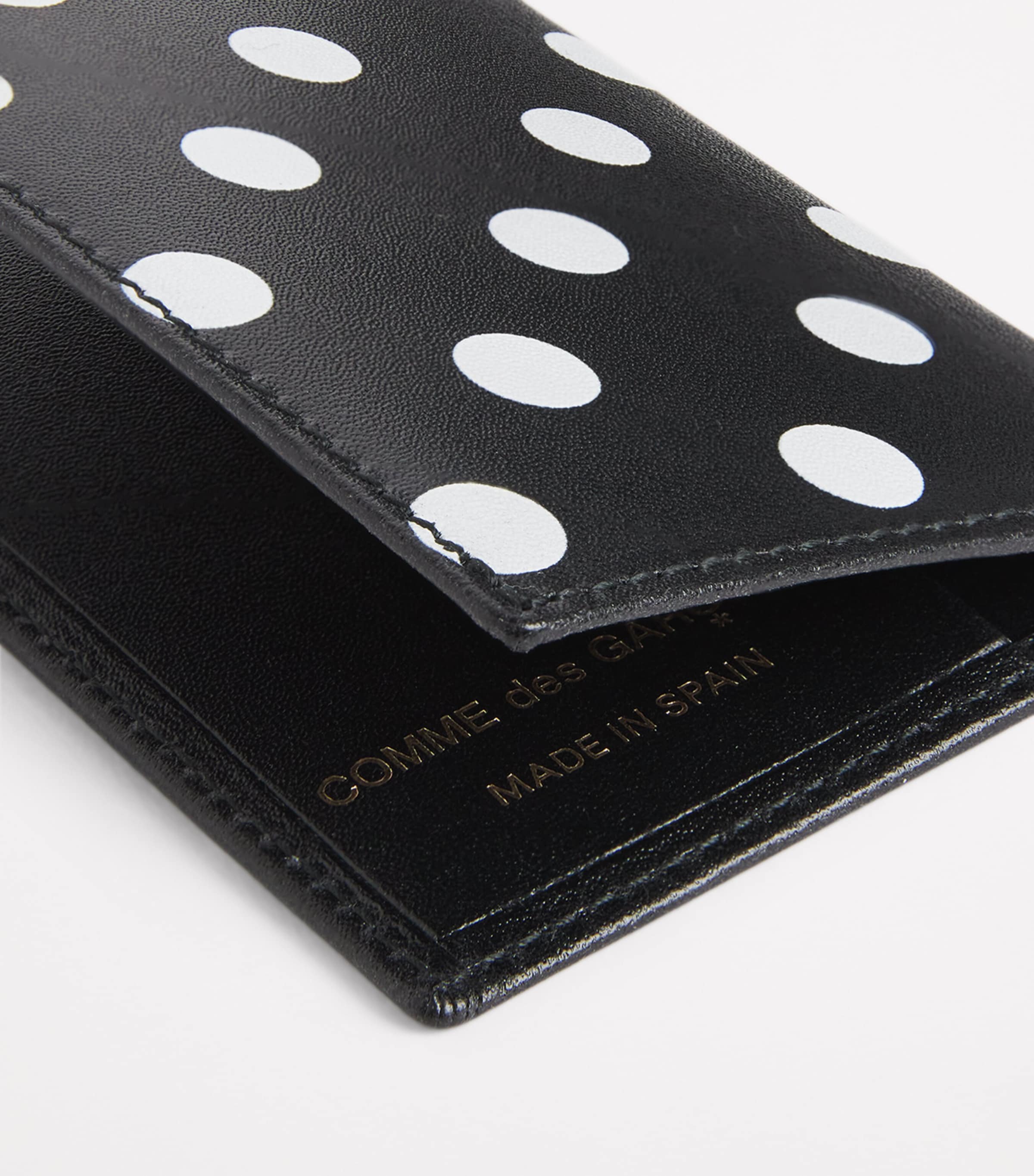 Comme Des Garçons Wallet Leather Polka-Dot Card Holder Black Image 5