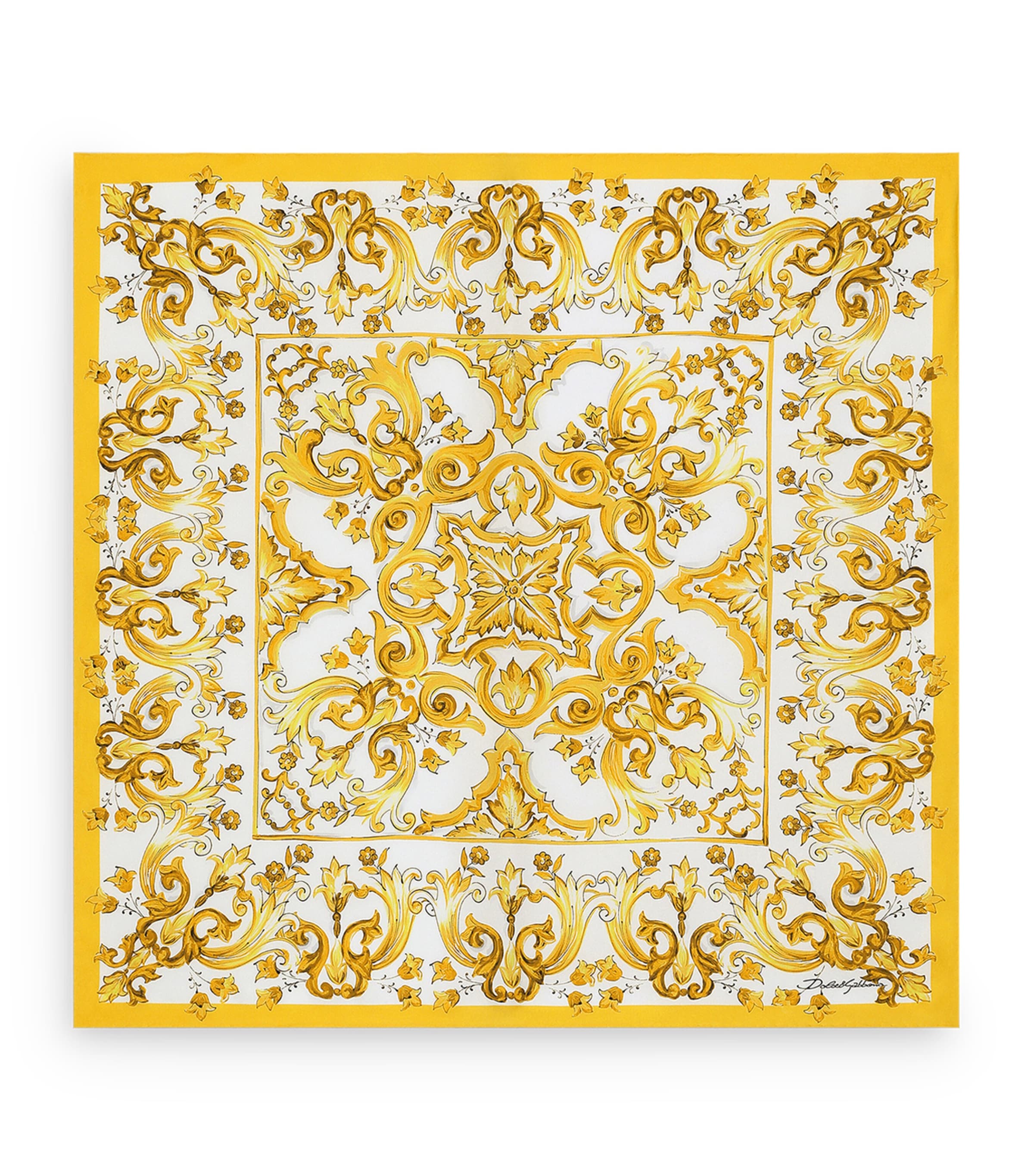 Dolce & Gabbana Majolica-print Silk Scarf In Yellow