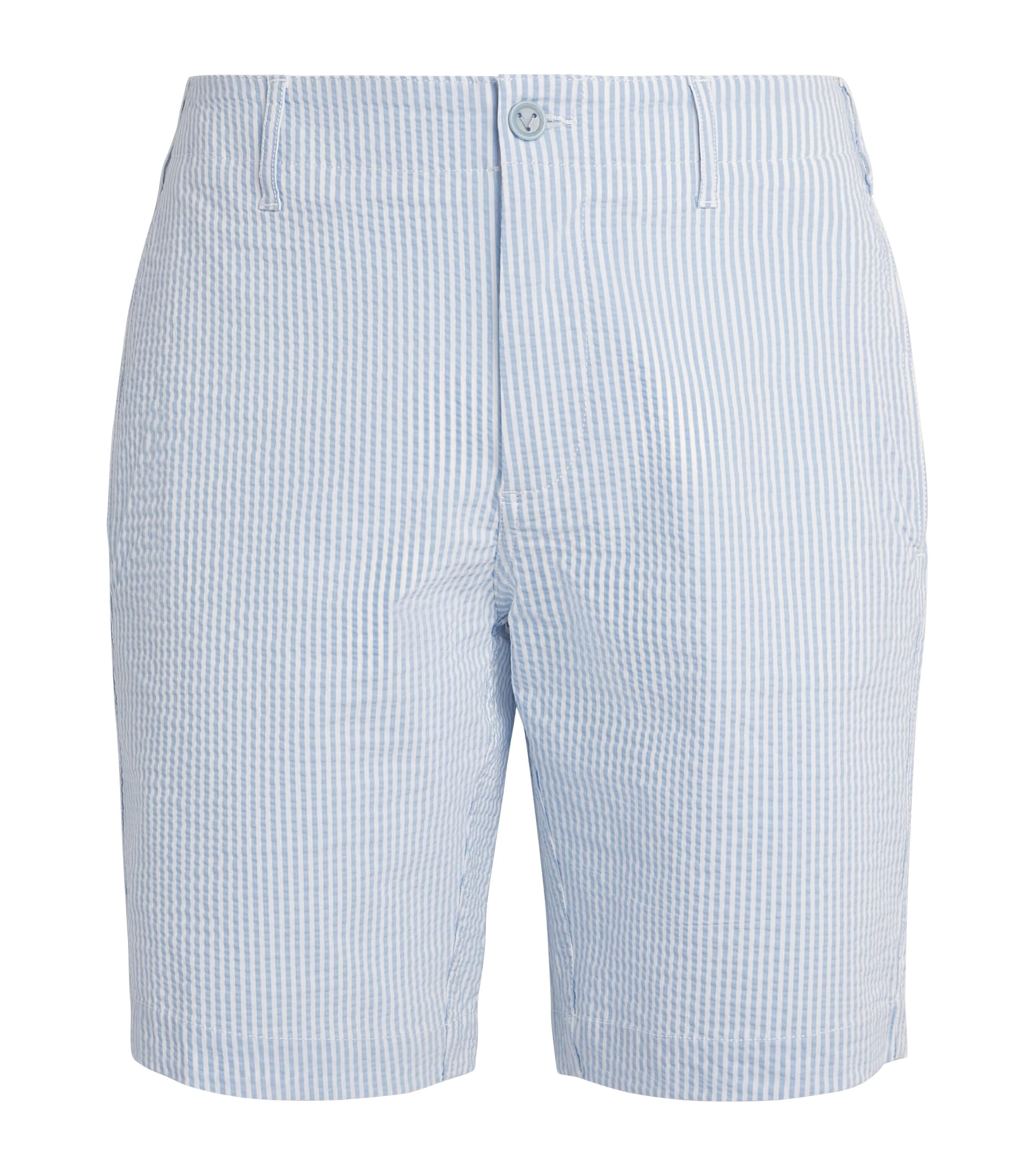 Vilebrequin Mens Seersucker Stripe Bermuda Shorts Cloudy Image 1