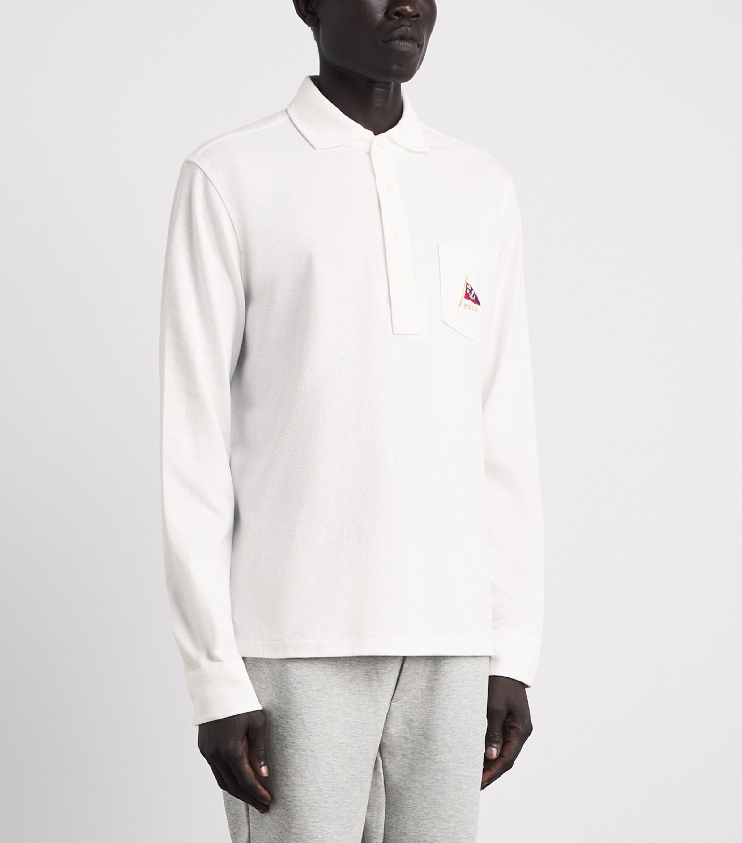 Polo Ralph Lauren Mens Cotton Mesh Long-Sleeve Polo Shirt White Image 4